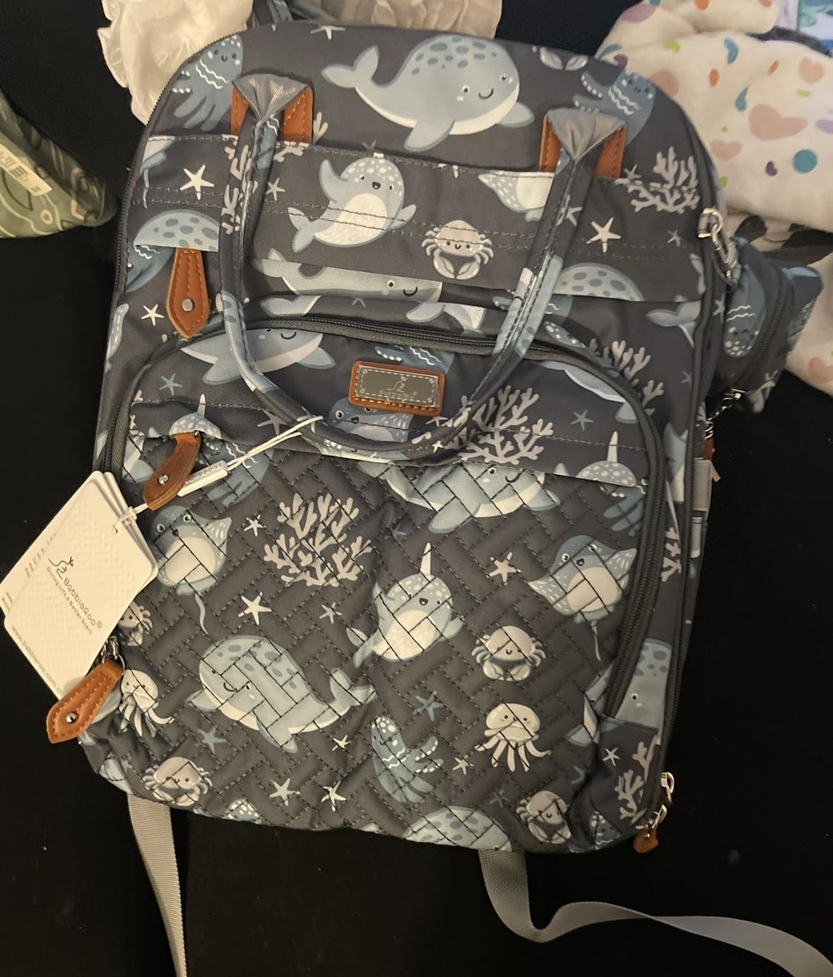 BabbleRoo Diaper Bag Backpack - Baby Essentials Travel Tote - Multi Function Water Resistant Diaper Bag, Travel Essentials Baby Bag with Changing Pad, Stroller Straps & Pacifier Case - Dark Gray customer photo 1