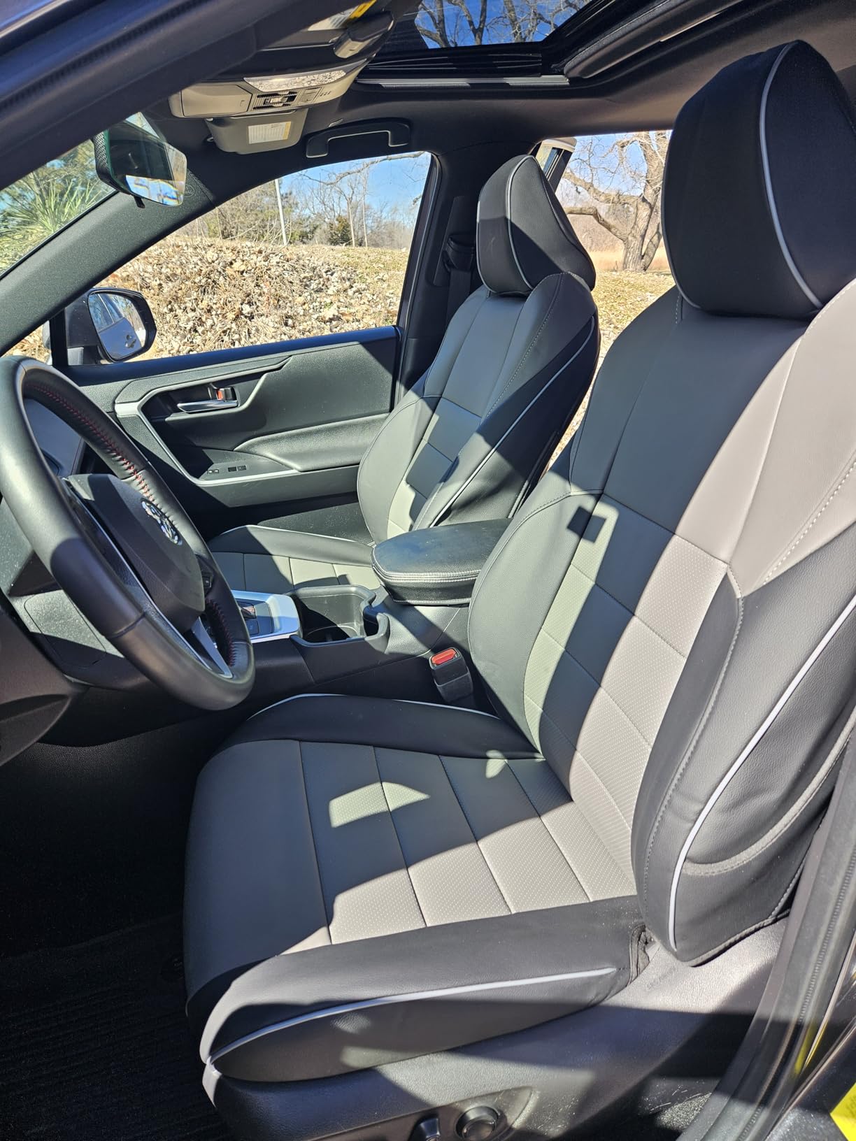 EKR Rav4 Seat Covers Custom Fit for Toyota Rav4 (Gasoline) 2019-2025 LE/XLE/XLE Premium/Limited, Leather Car Seat Cover Full Set for SUV, Faux Leather (Black) customer photo 1
