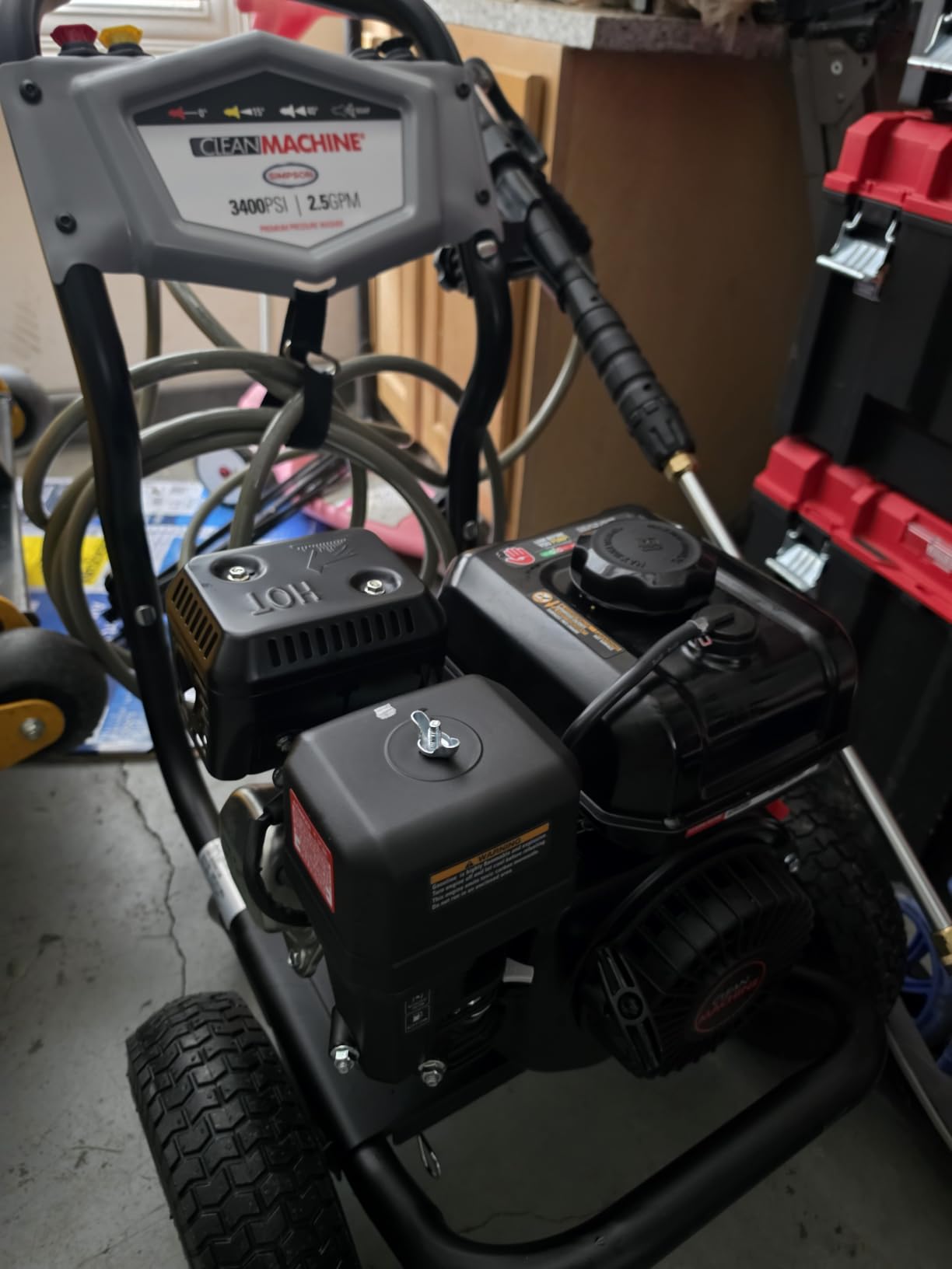 Simpson Clean Machine 3400 PSI Gas Pressure Washer, 2.5 GPM, CRX Engine, AAA Axial Cam Pump, 25' Hose, 5 Nozzles, CM61083 customer photo 1