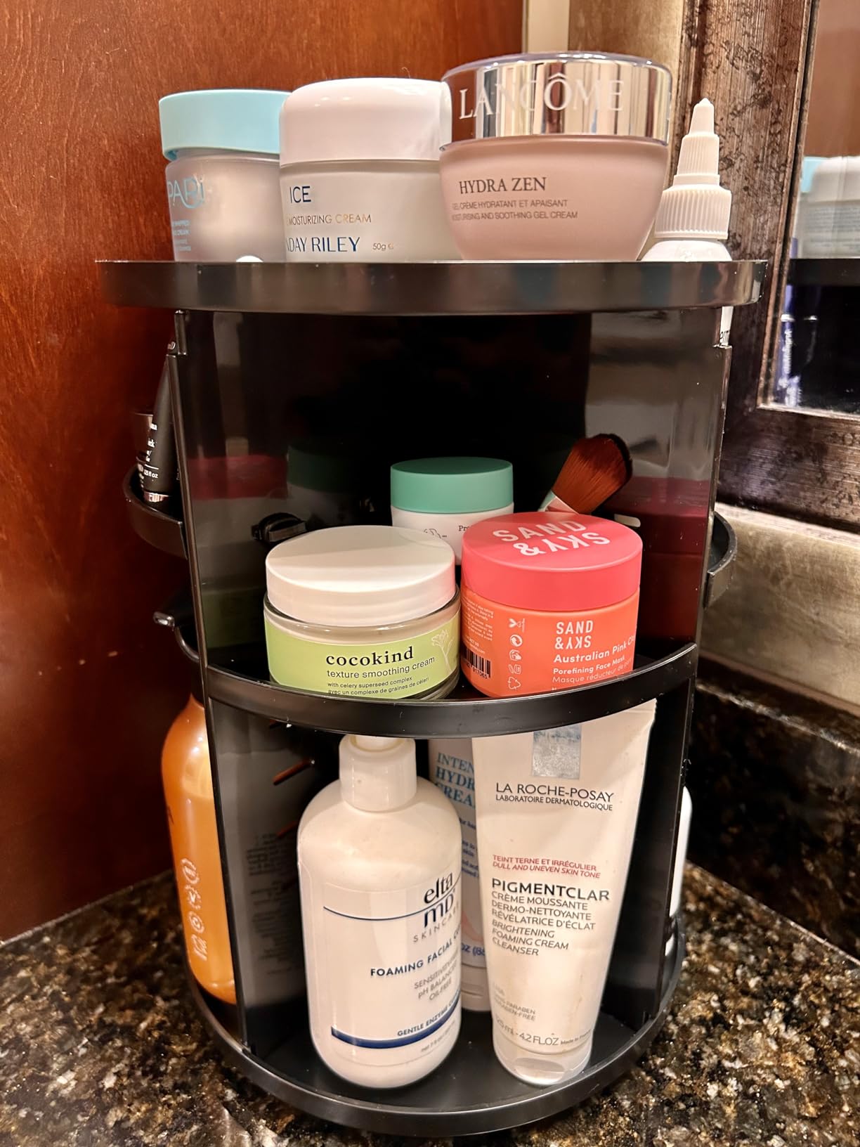 seinlife 360 Rotating Makeup Organizer, DIY Adjustable Spinning Holder, Foldable Cosmetic Storage Display box, Large Capacity Make up Caddy Shelf, Fits Countertop Vanity and Bathroom (WHITE) customer photo 2