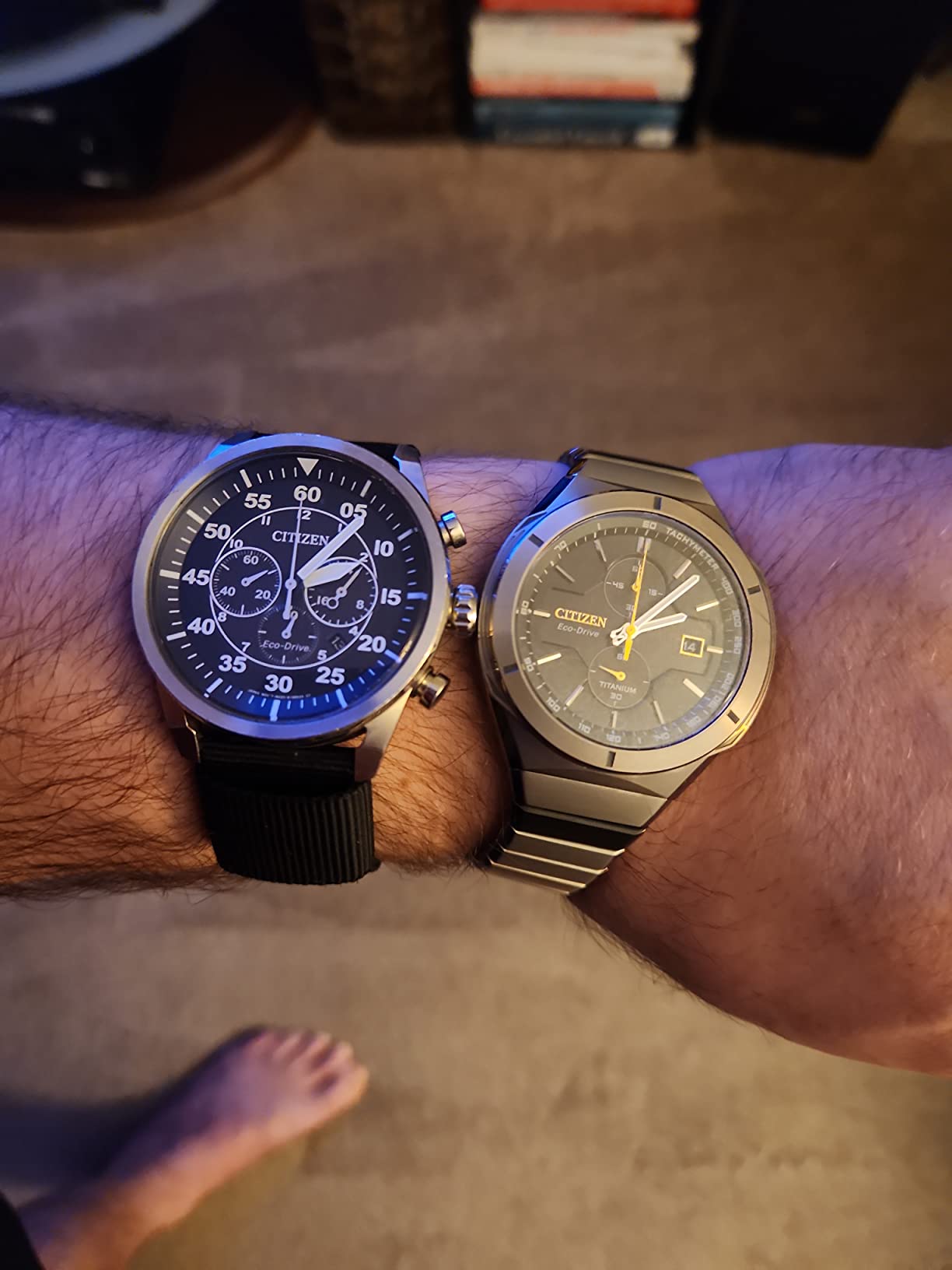 Men's Eco-Drive Sport Luxury Armor Watch in Super Titanium, Black Dial (Model: CA7058-55E) customer photo 1