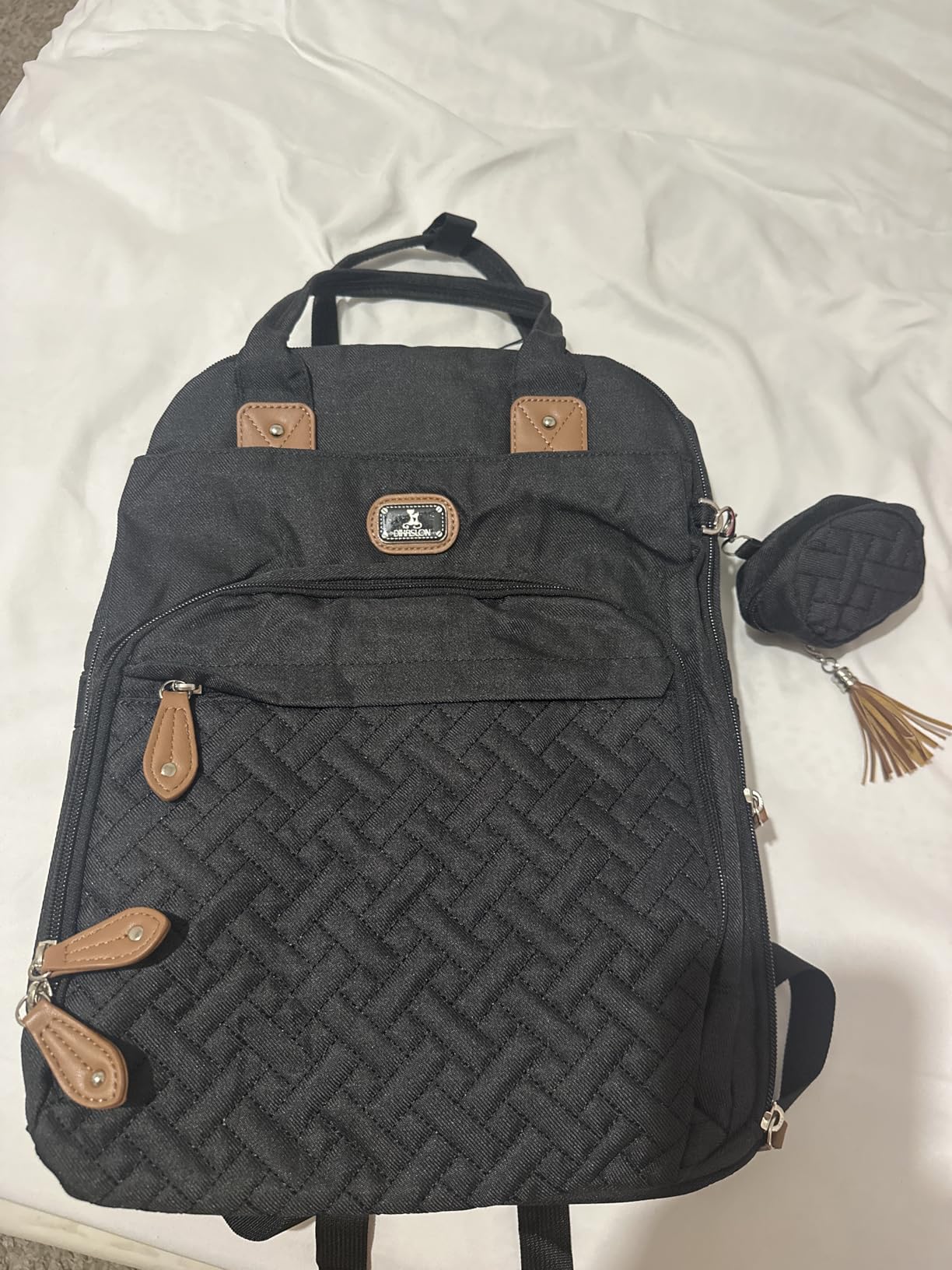 Dikaslon Diaper Bag Backpack with Portable Changing Pad, Pacifier Case and Stroller Straps, Large Unisex Baby Bags for Boys Girls, Multipurpose Travel Back Pack Moms Dads, Black customer photo 2