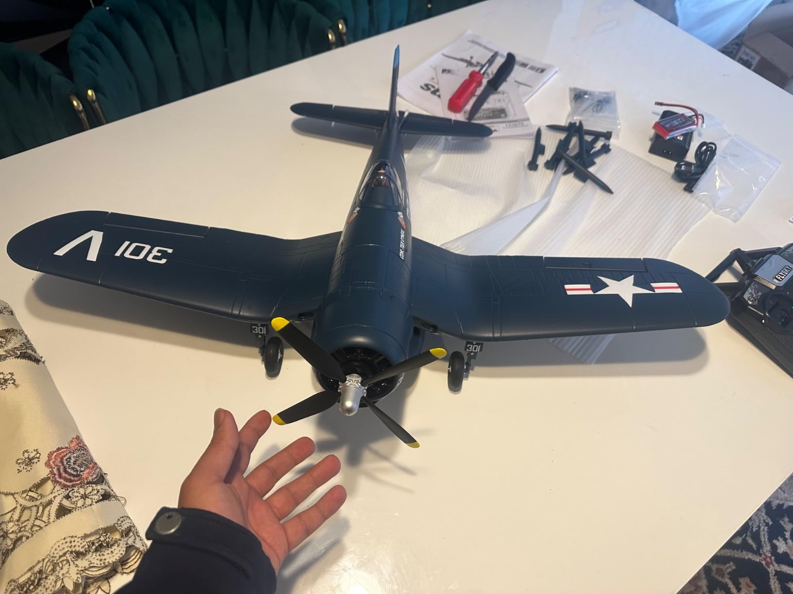 Fms Rc Planes for Adults Remote Control Airplane 800mm F4U Corsair V2 Blue 4 CH Hobby Rc Airplanes PNP (No Control, Battery,Charger) customer photo 1