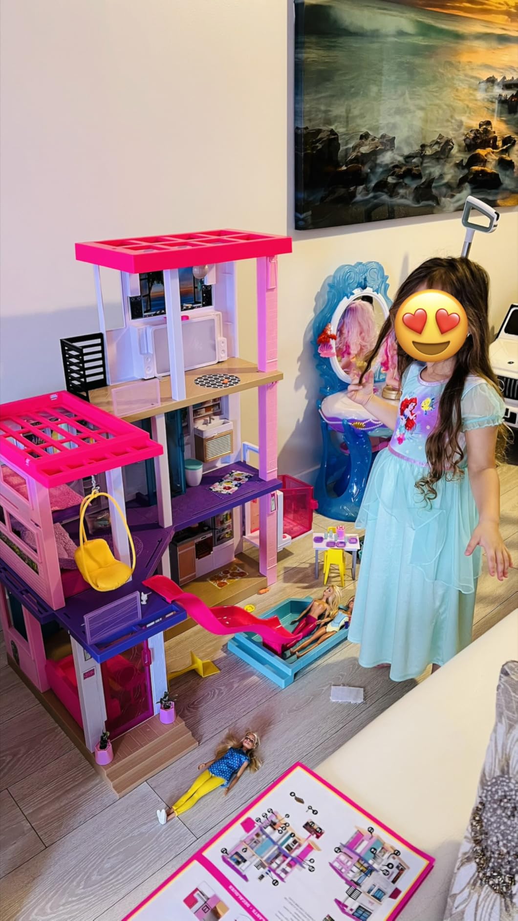 Barbie Dreamhouse (3.75-ft) 3-Story Dollhouse Playset with Pool & Slide, Party Room, Elevator, Puppy Play Area, Customizable Lights & Sounds, 75+ Pieces, Gift for 3 to 7 Year Olds customer photo 2