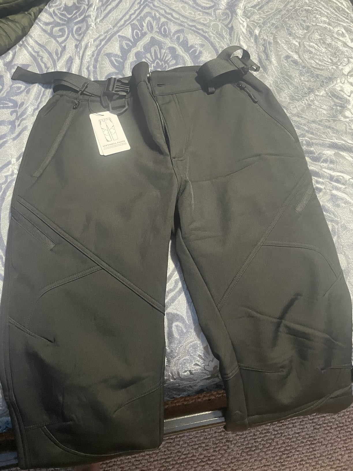 Stlight Mens Snow Ski Water Repellent Softshell Pants for Winter Hiking Fleece Lined Bottom Leg Zipper with 6 Zip Pockets customer photo 2