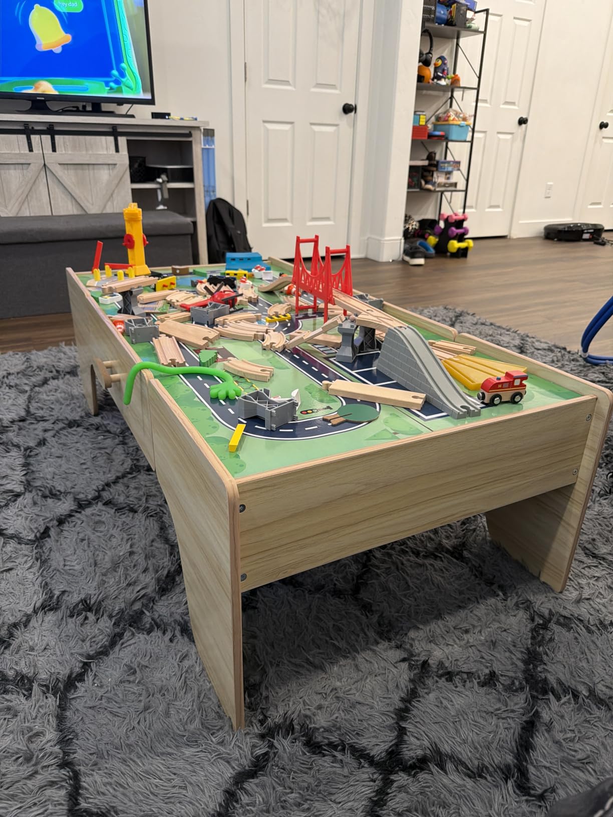 Best Choice Products 50 Inch Wooden Train Table Set for Toddlers, 70-Piece Kids Train Table with Storage Drawer, Reversible Tabletop, Train Tracks & Accessories for Boys & Girls - Natural customer photo 1