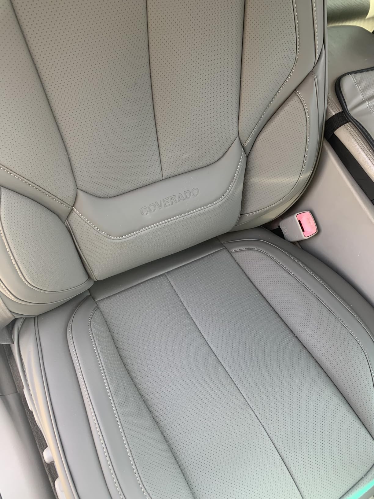 Coverado Car Seat Covers 5 Pieces, Full Set Universal Seat Covers for Cars, Waterproof Nappa Leather Auto Seat Protectors with Head Pillow, Car Interiors Fit for Most Sedans SUV Pick-up Truck, Black customer photo 1