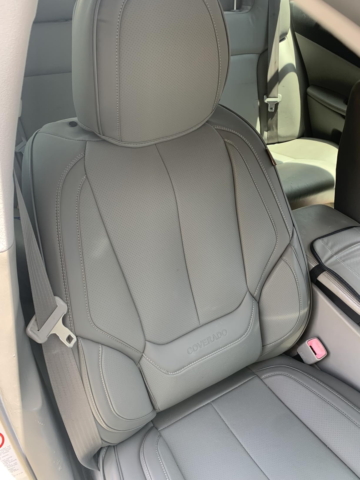 Coverado Car Seat Covers 5 Pieces, Full Set Universal Seat Covers for Cars, Waterproof Nappa Leather Auto Seat Protectors with Head Pillow, Car Interiors Fit for Most Sedans SUV Pick-up Truck, Black customer photo 2