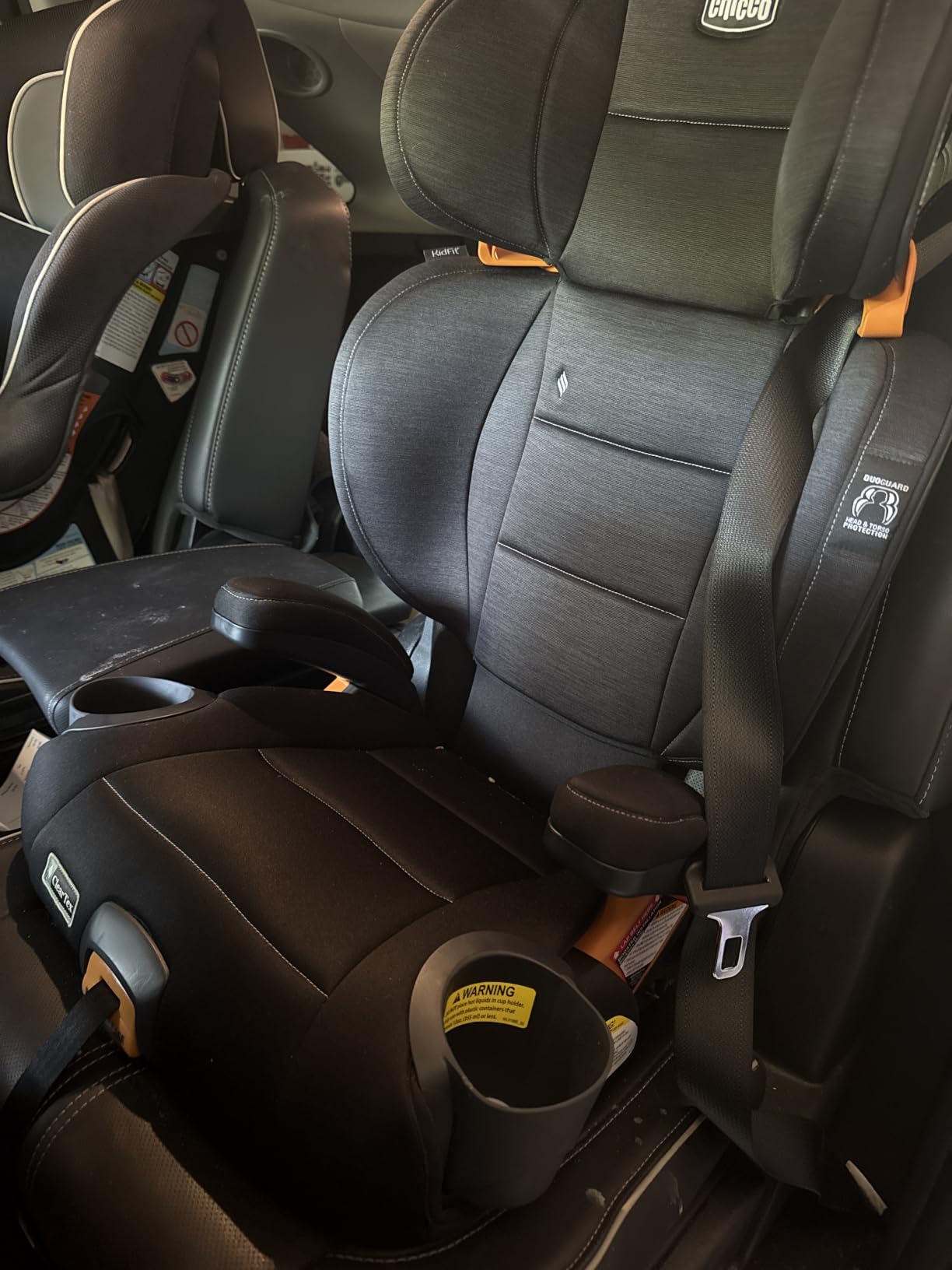 Chicco KidFit ClearTex Plus 2-in-1 Belt-Positioning Booster Car Seat, Backless and High Back Booster Seat, for Children Aged 4 Years and up and 40-100 lbs., Obsidian/Black customer photo 1