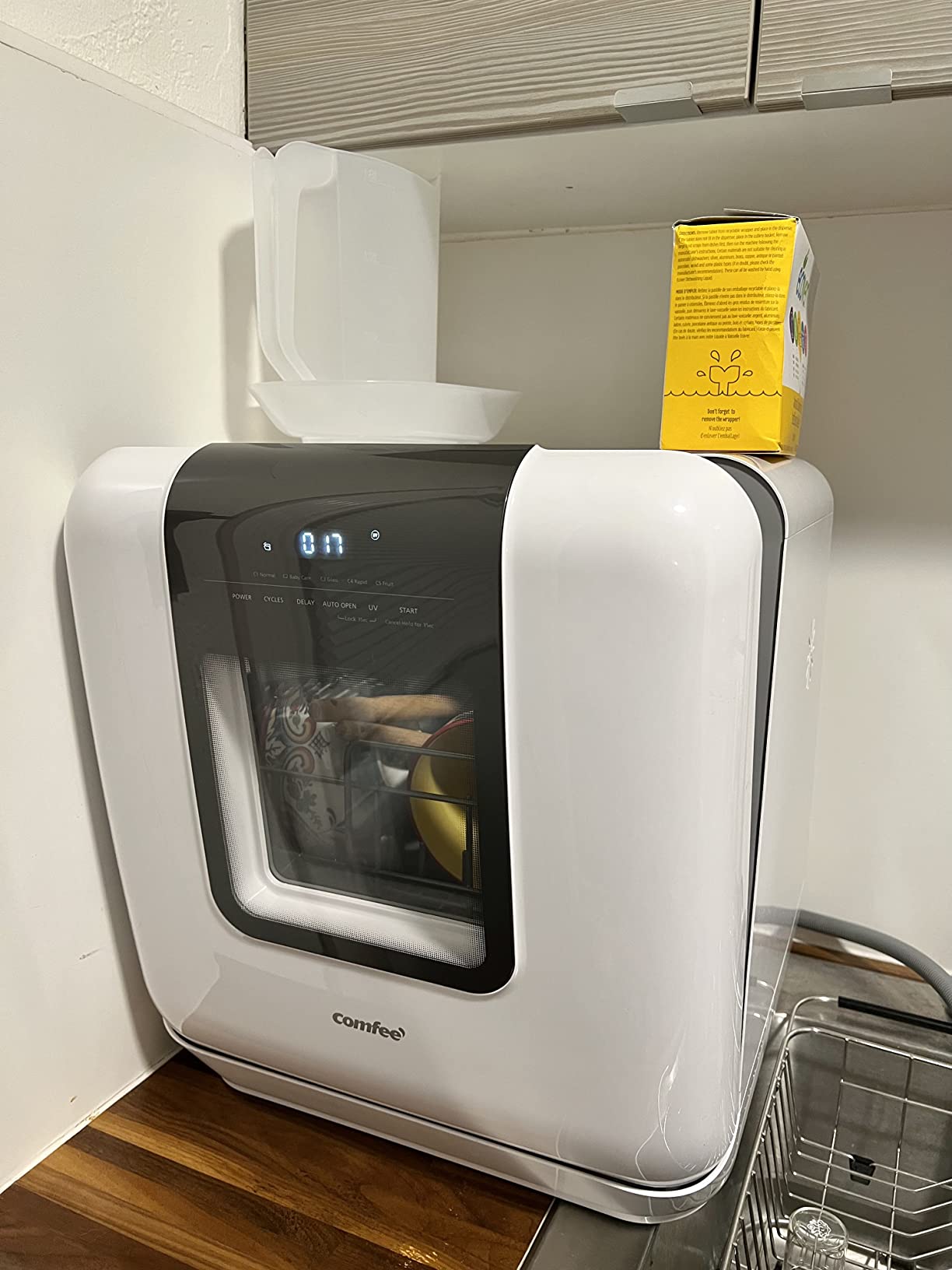 Countertop Dishwasher, Portable Dishwasher with 6L Built-in Water Tank, Mini Dishwasher with More Space Inside, 7 Programs, UV Hygiene & Auto Door Open, for Apartments, Dorms & RVs, White customer photo 2