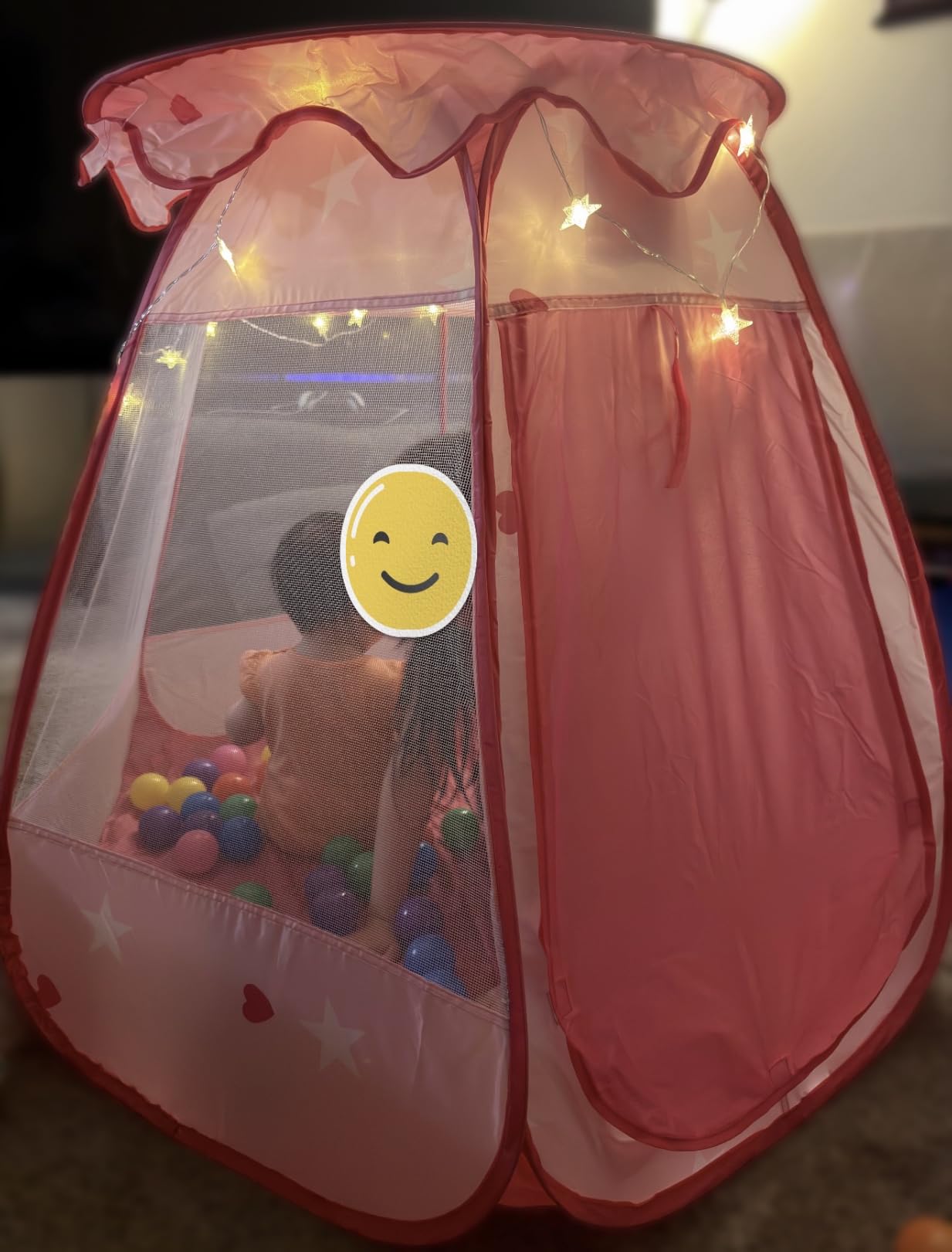 DISHIO Ball Pits with 50 Balls, Pop up Tents for Kids with Star Lights, Ball Pit for Toddlers, Princess Tent Toy for yrs Baby Birthday Gifts for Girls, Easy to Assemble and Store (50 Balls Included) customer photo 1