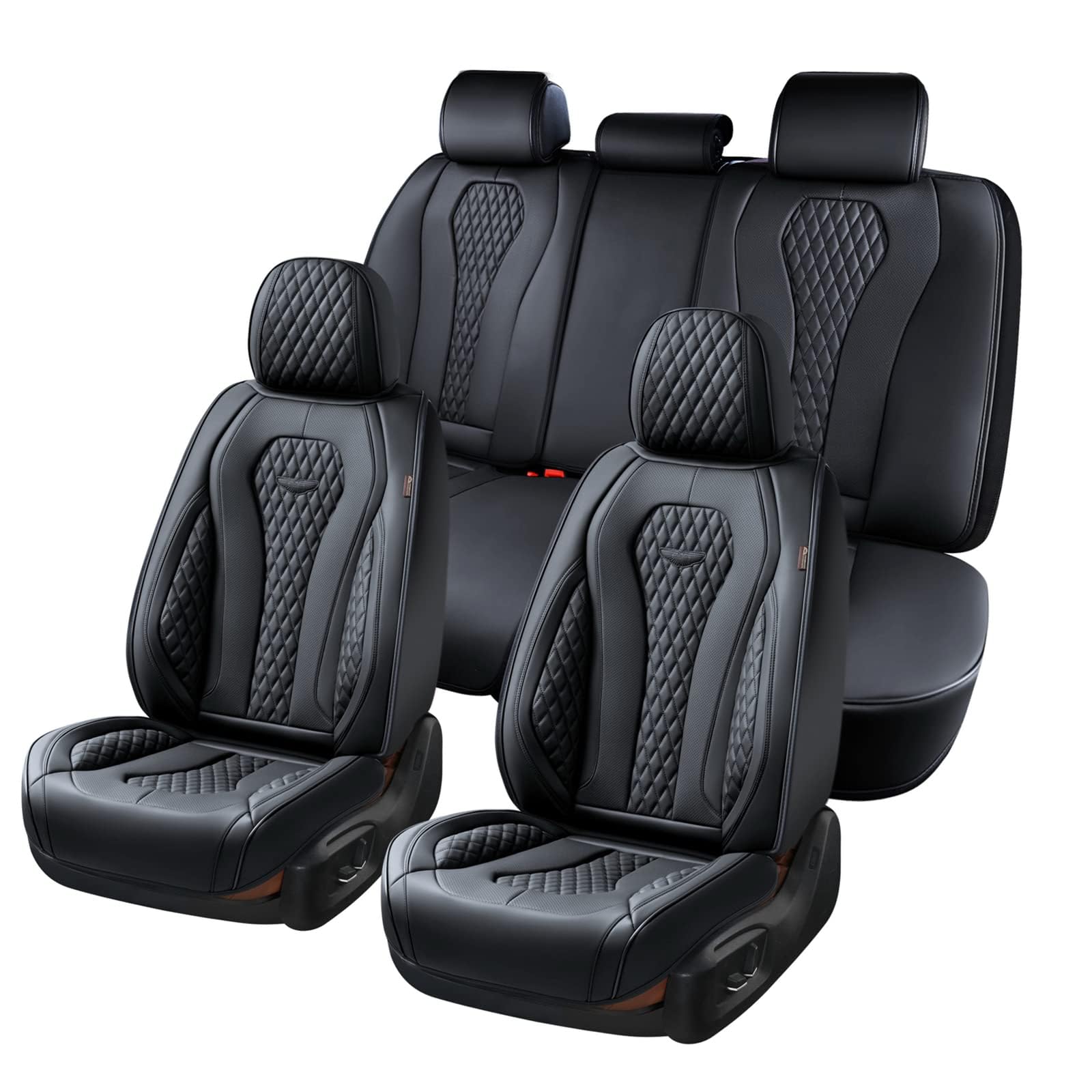 Coverado Seat Covers, Car Seat Covers Full Set, Black Car Seat Cover, Car Seat Covers Front Seats Back Seat Cover, Waterproof Car Seat Cushion, Leather Seat Covers Seat Protector Fit for Most Cars customer photo 1