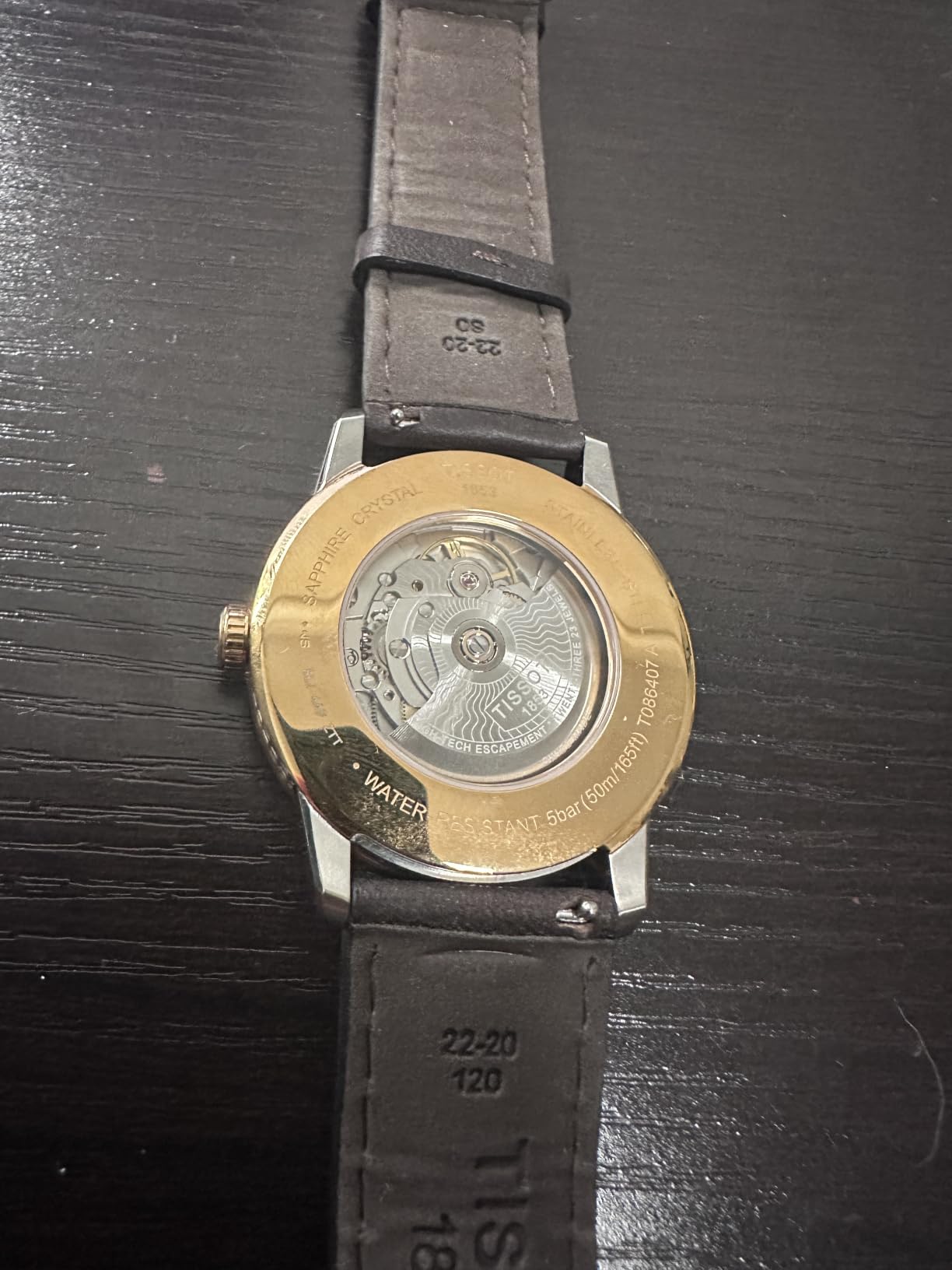 Mens Luxury 316L Stainless Steel case with Rose Gold PVD Coating Automatic Watch, Brown, Leather, 22 (T0864072606700) customer photo 2