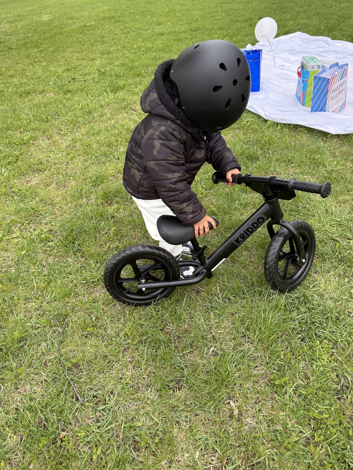 KRIDDO Toddler Balance Bike 2 Year Old, Age 24 Months to 5 Years Old, 12 Inch Push Bicycle with Customize Plate (3 Sets of Stickers Included), Gift Bike for 2-3 Boys Girls, White customer photo 2