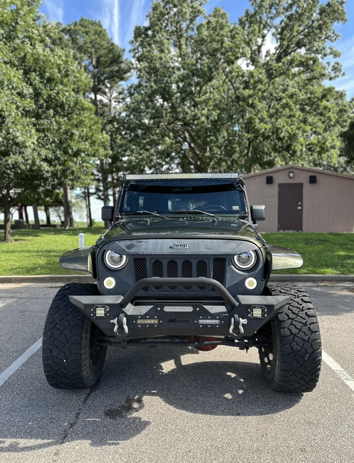 HWSTAR New 1000% Bright Anti-glare 7 Inch Led Headlights Round Compatible with Jeep Wrangler JK JKU TJ LJ Chevy Ford GMC etc w/Starry DRL Start-up Gradient Halo Turn Signal H6024 DOT Hi/Lo Sealed Beam customer photo 1