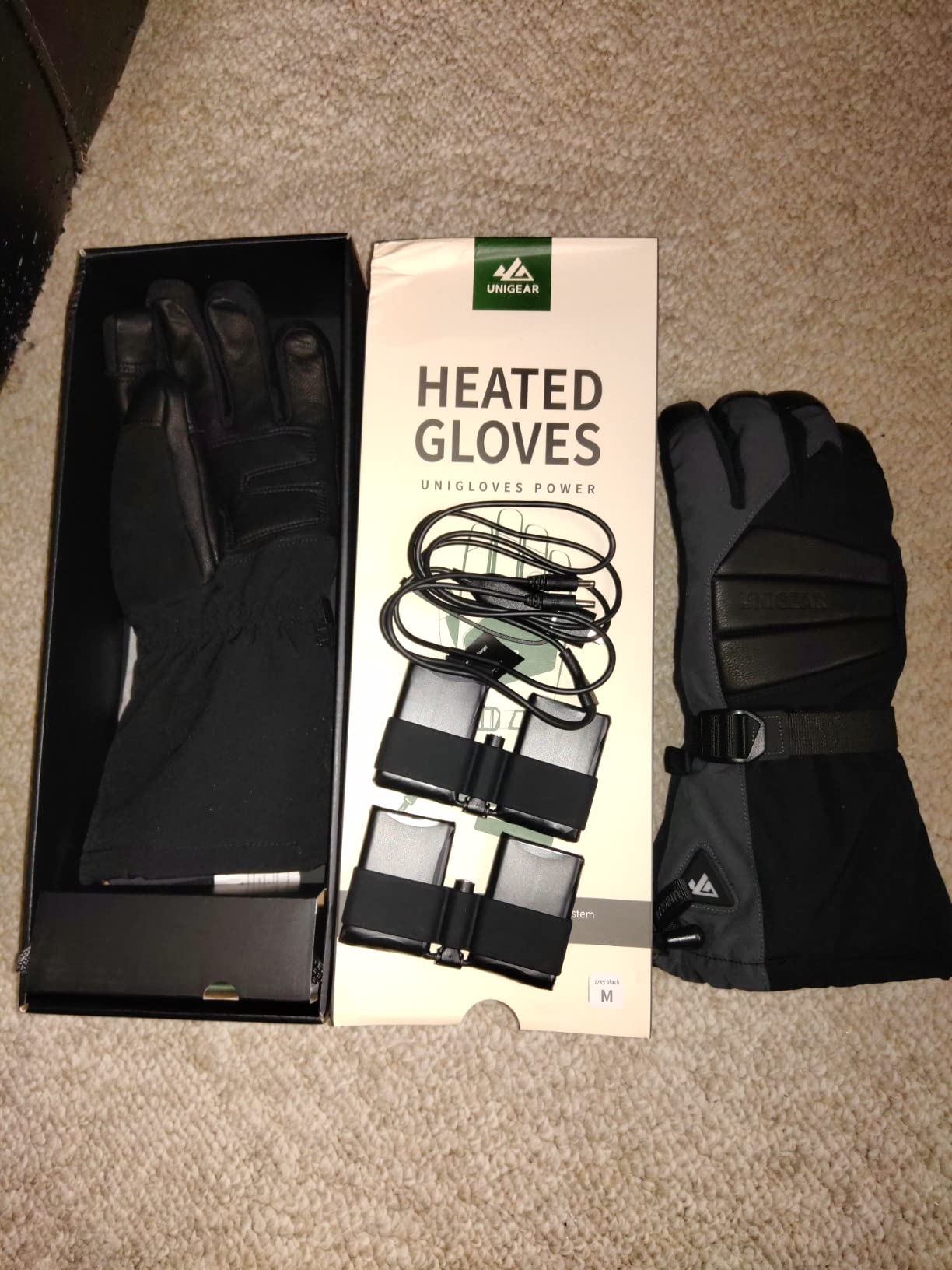 Unigear Rechargeable Heated Gloves for Men Women, 3 Heating Level Electric Battery Ski Gloves, Thinsulate Waterproof Winter Touchscreen Leather for Outdoor Work, Snowboarding, Raynauds customer photo 1