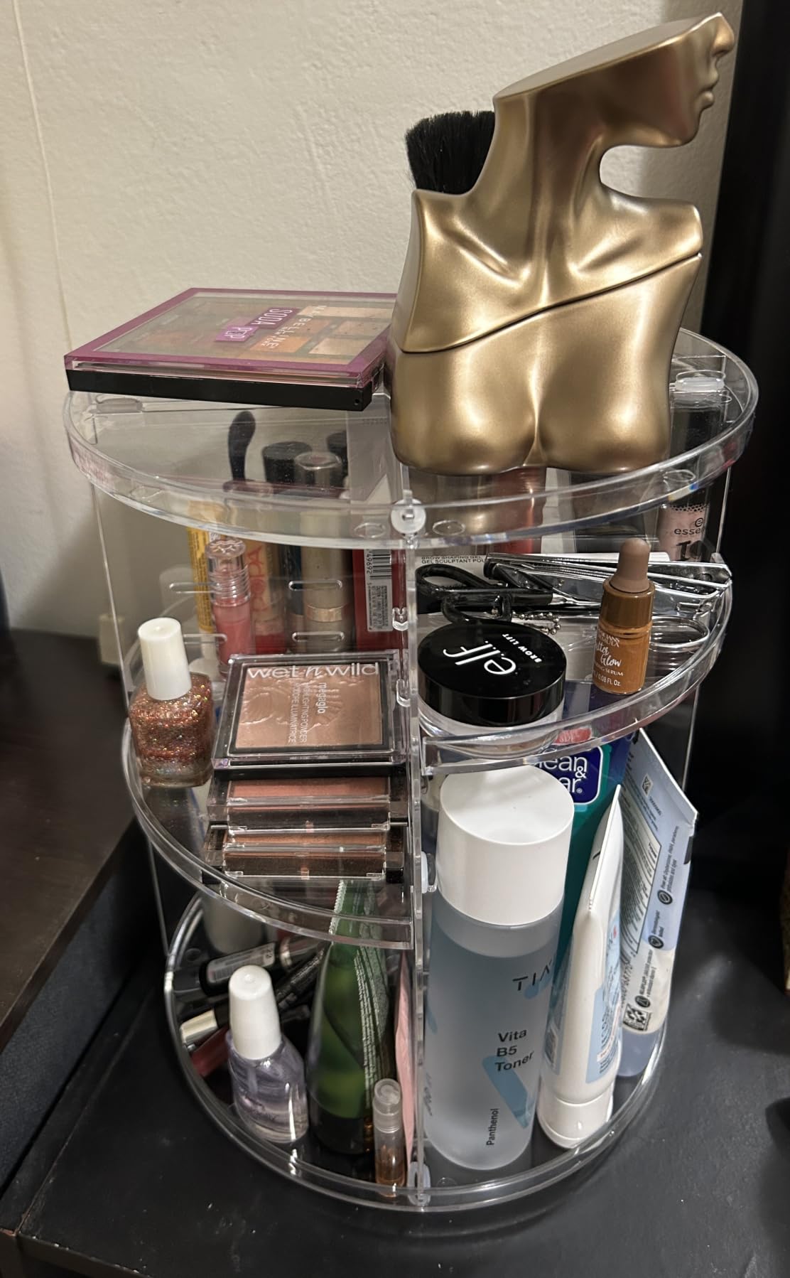 Masirs 360 Rotating Makeup Organizer Countertop - Adjustable Shelf Height - The Perfect Round Spinning Cosmetic Organizer for Bedroom Dresser or Vanity Countertop Storage (Clear) customer photo 1