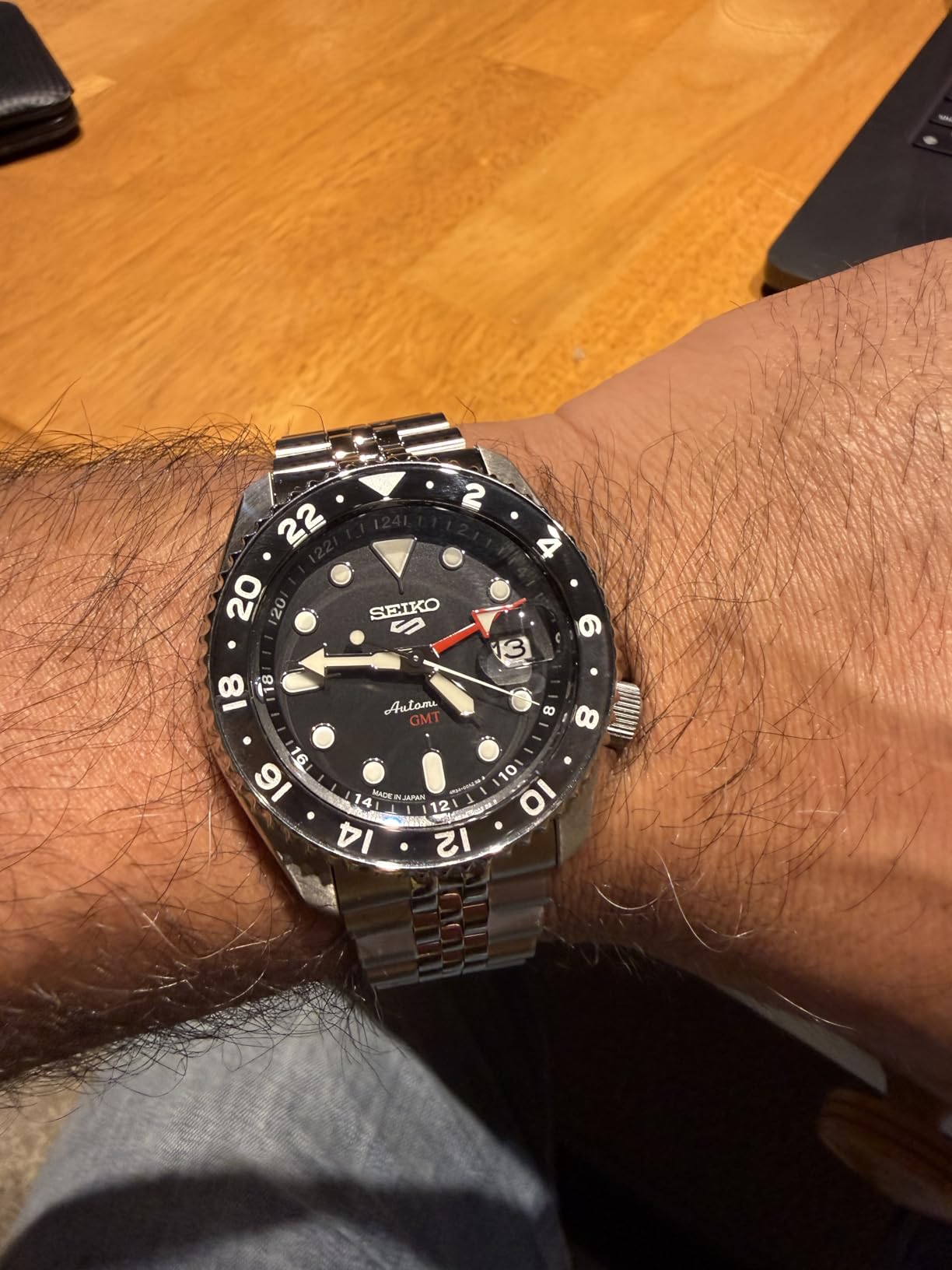 SEIKO SSK001 Automatic Watch for Men - 5-Sports - Black Dial with Date Calendar and Luminous Hands & Markers and Black & Gray GMT Bezel, 100m Water-Resistant customer photo 1