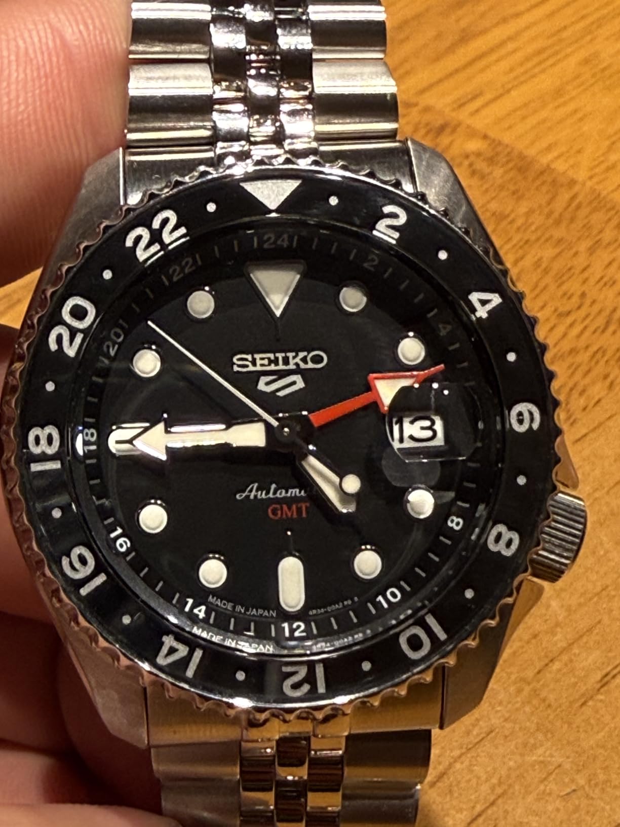 SEIKO SSK001 Automatic Watch for Men - 5-Sports - Black Dial with Date Calendar and Luminous Hands & Markers and Black & Gray GMT Bezel, 100m Water-Resistant customer photo 2