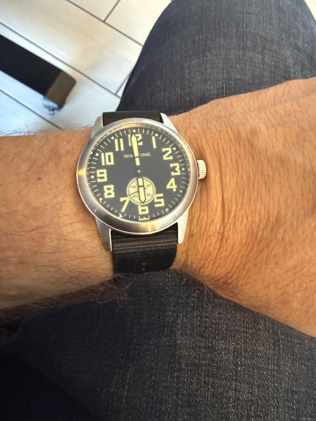 WARTIME | WW2 Military Watch - Vintage USAAF Watch, Swiss-Quartz Movement with Canvas strap and leather lining, 10 ATM Water Resistant. The Perfect WW2 Memorabilia. Mens Watches for Ever customer photo 1