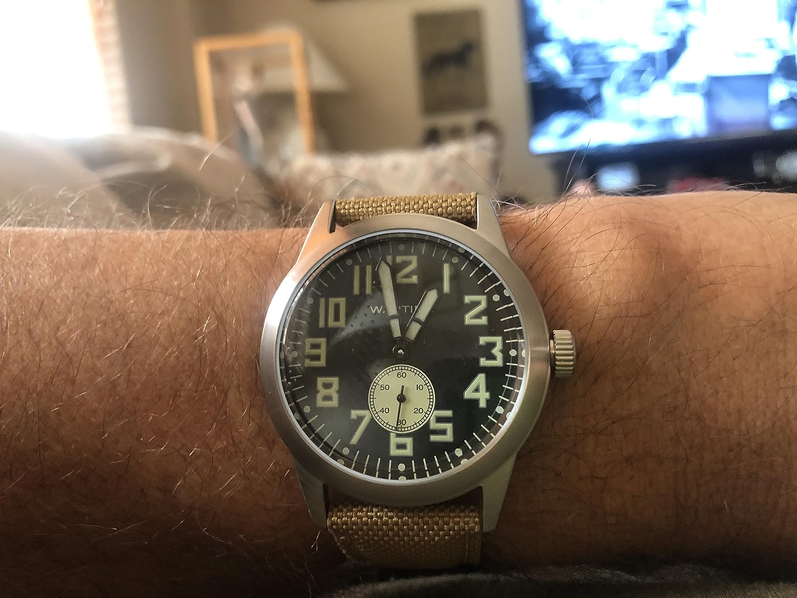WARTIME | WW2 Military Watch - Vintage USAAF Watch, Swiss-Quartz Movement with Canvas strap and leather lining, 10 ATM Water Resistant. The Perfect WW2 Memorabilia. Mens Watches for Ever customer photo 2