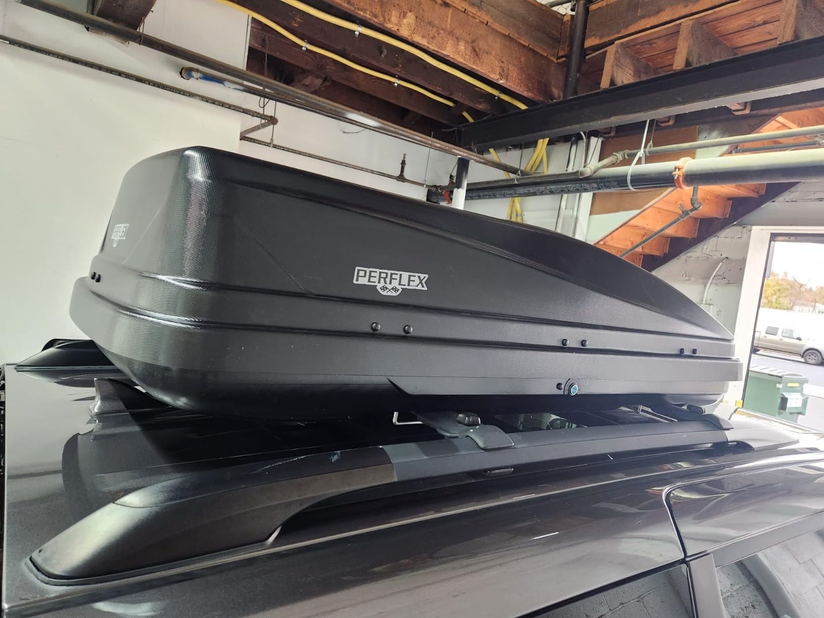 Perflex Exclusive Rooftop Cargo Box Carrier Large 17.7 Cubic Feet Car Top Mount Travel Luggage Storage, Dual Side Opening, 130 Lbs Weight Capacity, Extra Keys, Straps (Black) customer photo 1