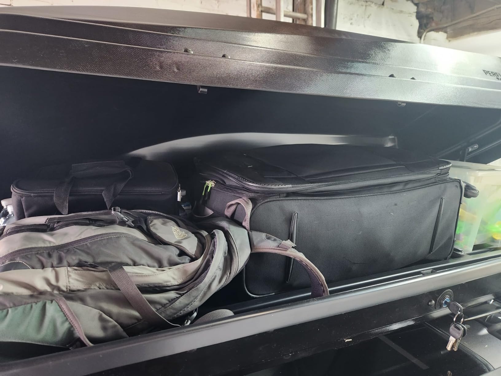 Perflex Exclusive Rooftop Cargo Box Carrier Large 17.7 Cubic Feet Car Top Mount Travel Luggage Storage, Dual Side Opening, 130 Lbs Weight Capacity, Extra Keys, Straps (Black) customer photo 2