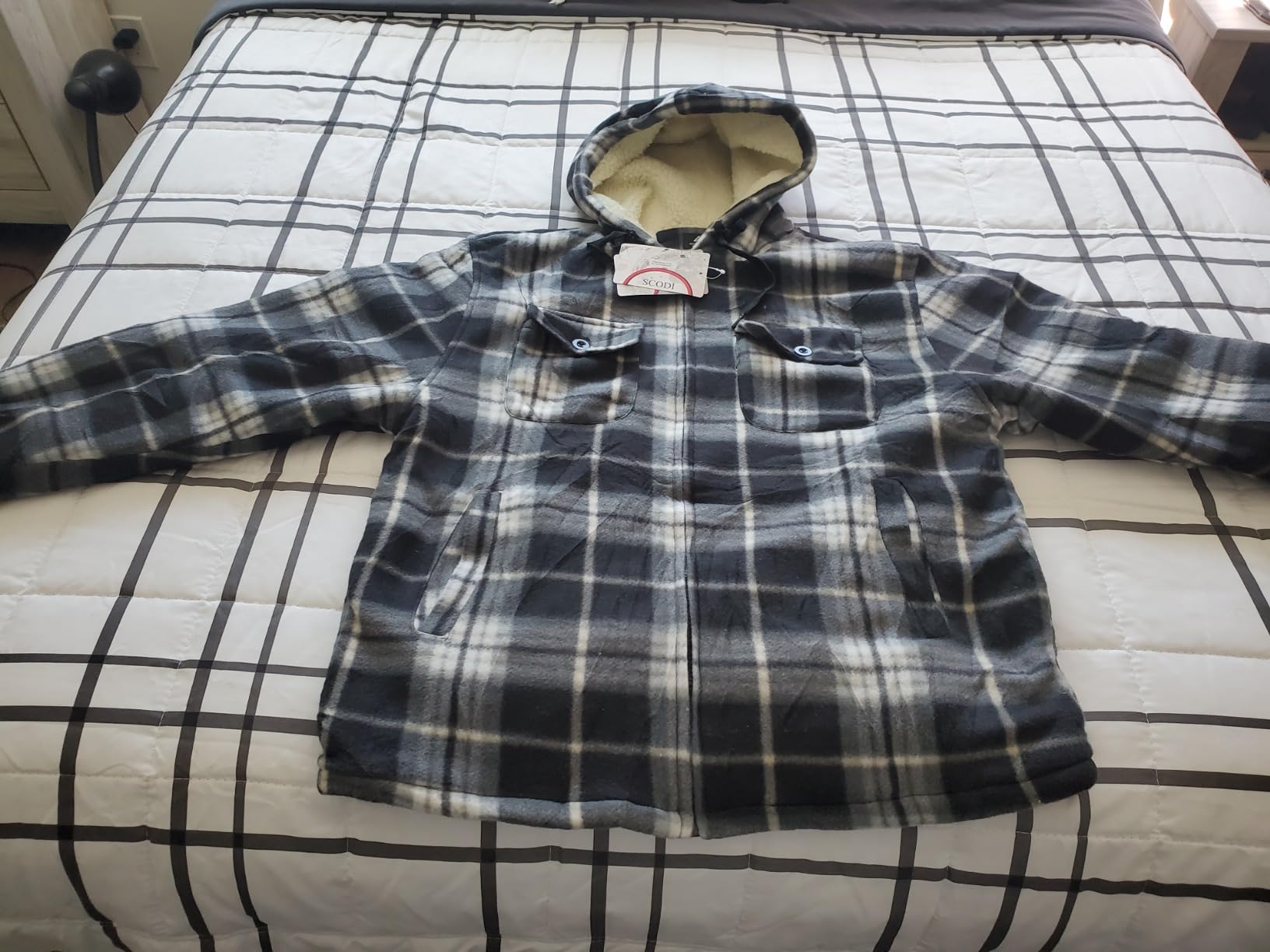 SCODI Men's Flannel Shirt Jacket Fleece Sherpa Lined Plaid Jackets Coat Full Zip Up Hoodie Winter Outwear customer photo 1