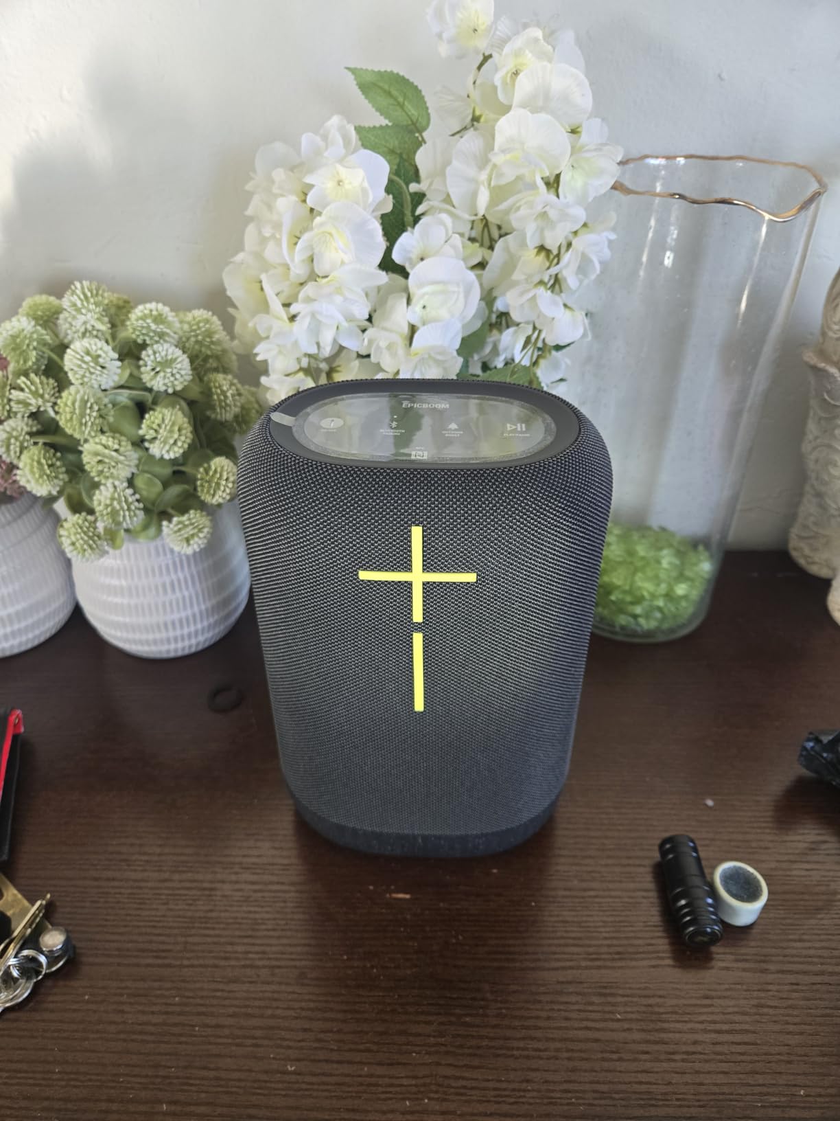 EPICBOOM, Portable Wireless Bluetooth Speaker, Big Bass and Immersive, 360-Degree Sound, Adaptive EQ, IP67 Waterproof, Floatable, 17 Hour Battery, 180 ft Range, USB C - White customer photo 2