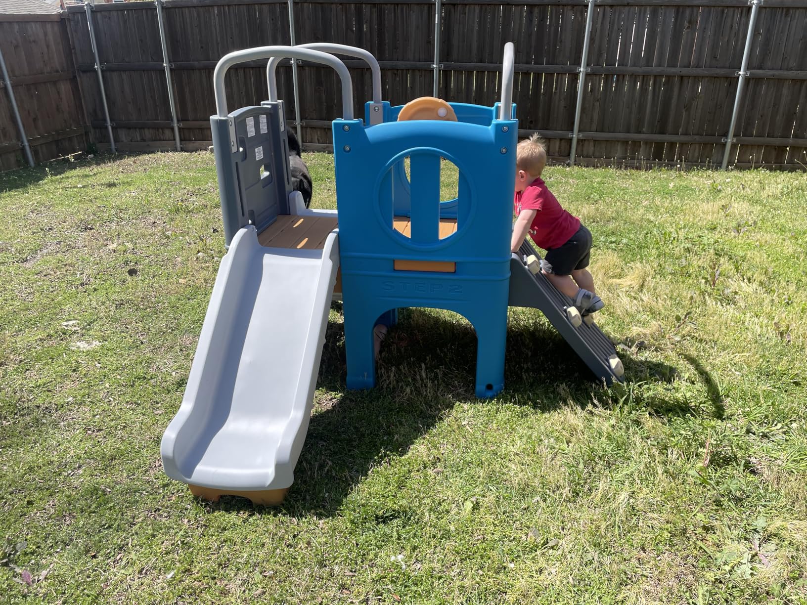 Step2 Scout & Slide Climber, Kids Outdoor Playset, Backyard Playground Set, Slide, Climbing Wall, Tunnel, Outside Vintage Style Jungle Gym, for Toddlers 2-6 Years Old customer photo 2