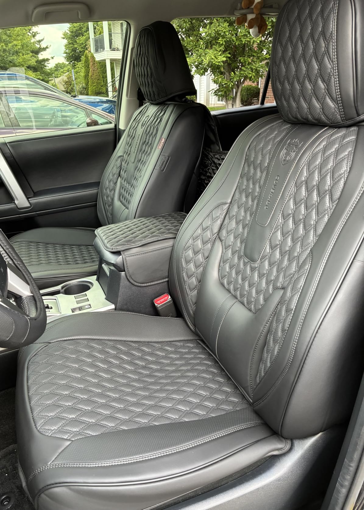 Coverado Car Seat Covers Full Set, Black Seat Covers for Car with Lumbar Support, Nappa Leather Seat Covers Waterproof Car Seat Protectors Universal Fit for Most Cars SUV Trucks customer photo 2