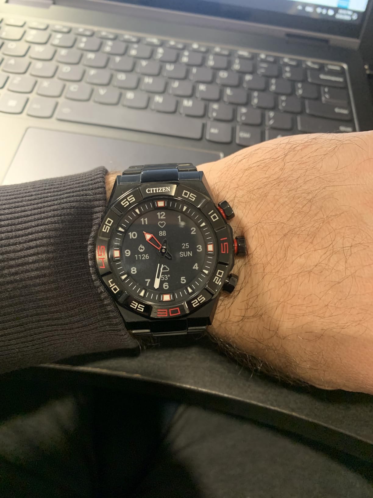 Citizen CZ Smart PQ2 Hybrid Smartwatch with YouQ Wellness app Featuring IBM Watson AI and NASA Research, Black and White Customizable Display, Bluetooth, HR, Activity Tracker, 18-Day Battery Life customer photo 1