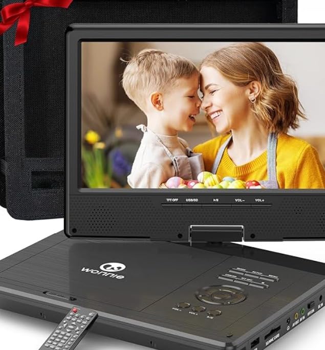 WONNIE 12.5 Inch Portable DVD Player with 10.5 Inch Swivel HD Screen, with Car Headrest Case, 5-Hour Rechargeable Battery, Car Charger and AC Adapter, Supports USB/SD Card/Sync TV, All Regions customer photo 1