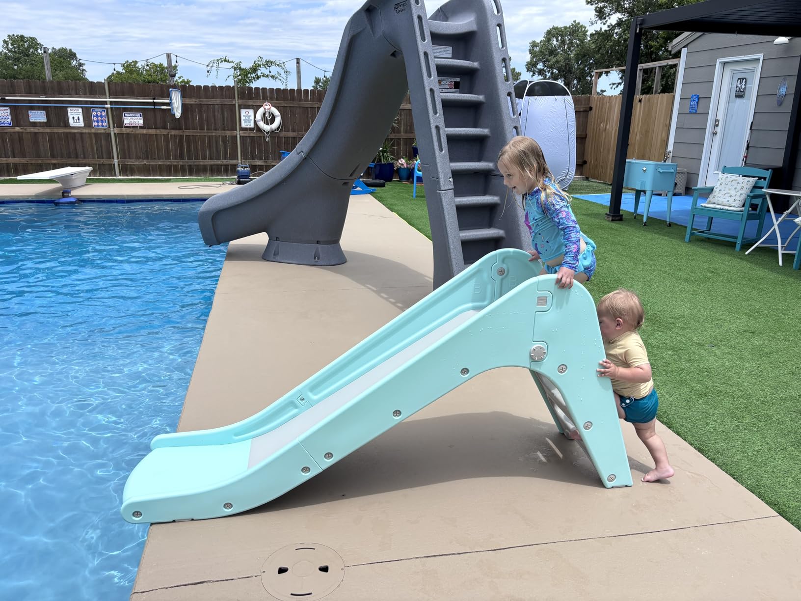Arlopu Toddler Slide, Baby Indoor Foldable Slide with Basketball Hoop & Ball, 63