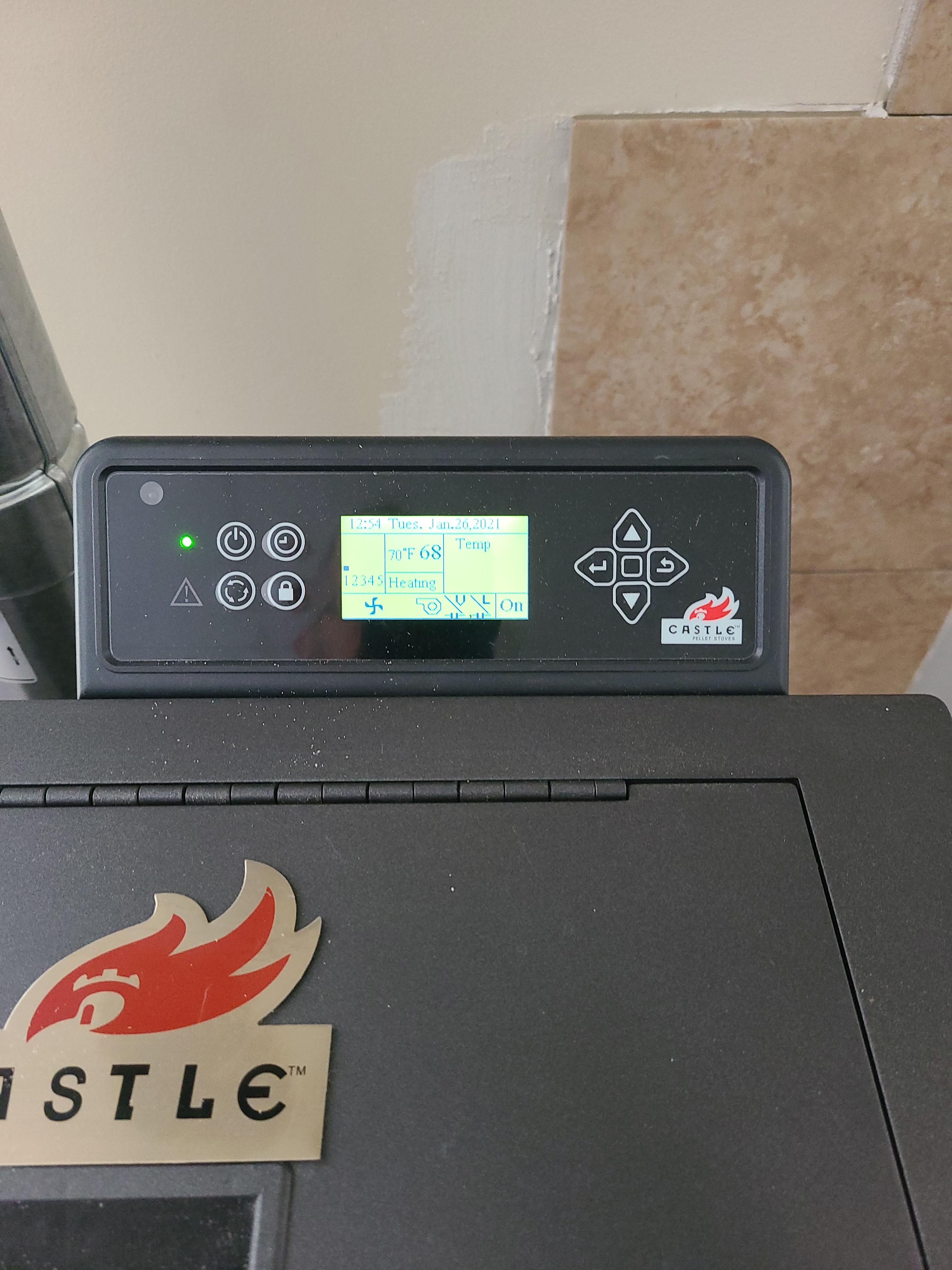 Castle 41278 Serenity Pellet Stove, 1,500 square ft. Heating Capability, Smart Controller Features Manual, Weekly, Thermostat and Eco Operating Modes, 40lb Hopper Capacity, Easy Clean Design, Black customer photo 1
