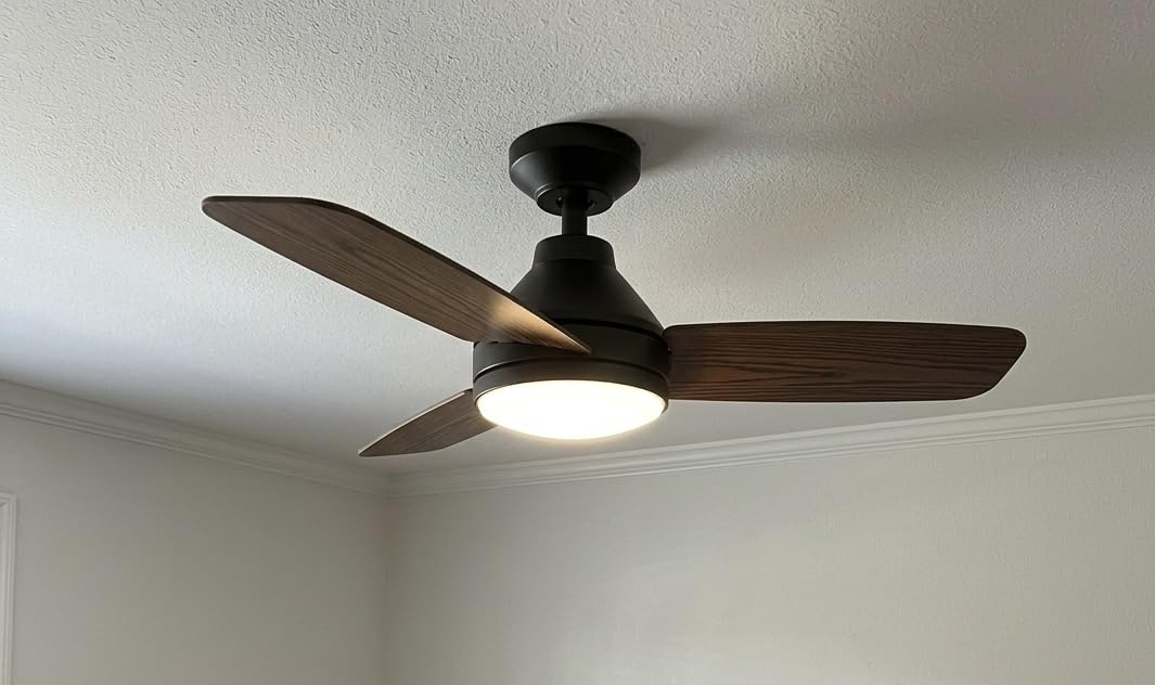 Amico Ceiling Fans with Lights, 42 inch Low Profile Ceiling fan with Light and Remote Control, Flush Mount, Reversible, 3CCT, Dimmable, Noiseless, Black Ceiling Fan for Bedroom, Indoor/Outdoor Use customer photo 2
