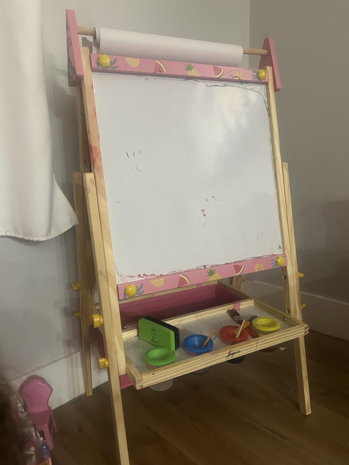 Joyooss Art Easel for Kids,Double Sided Wooden with 98+ Accessories Kids Easel Drawing Board with Magnetic Chalkboard,Dry Erase White Board & Paper Roll Paint Art Easel for Kid Age 2-4 4-8 9-12 customer photo 2