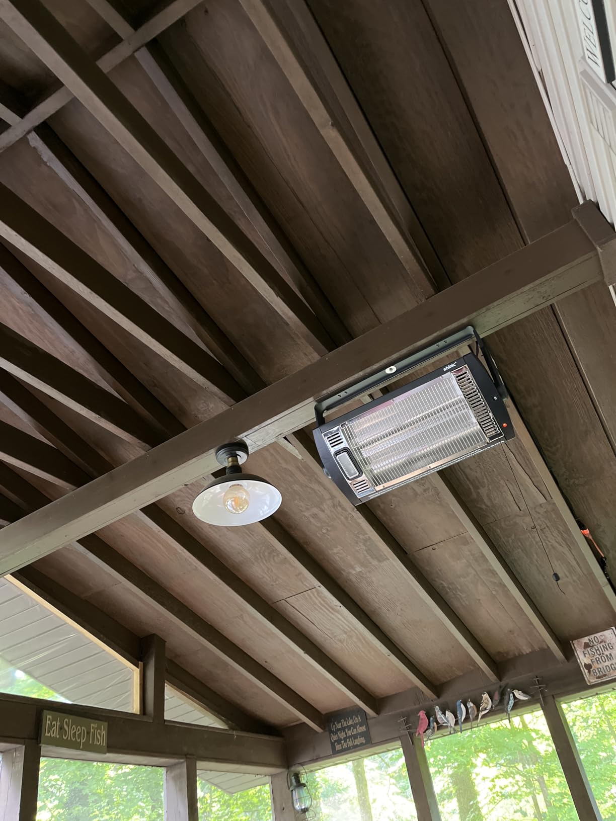 Shinic 2 Packs Electric Garage Heaters, 1500W/750W Ceiling Mounted Heater Radiant Heaters with Halogen Light, 90 Degree Rotation, 5 Mode Settings customer photo 1