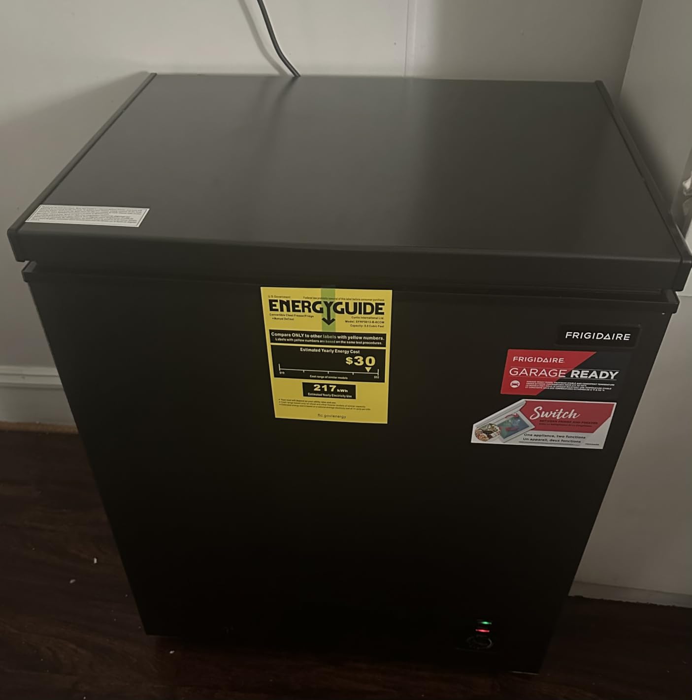FRIGIDAIRE EFRF5003-BLACK Chest Deep Freezer-Garage-Ready, 5.0 Cu. Ft. Capacity, Black-Adjustable Thermostat-Removable Vinyl Coated Wire Basket-Easy Defrost Drain customer photo 1