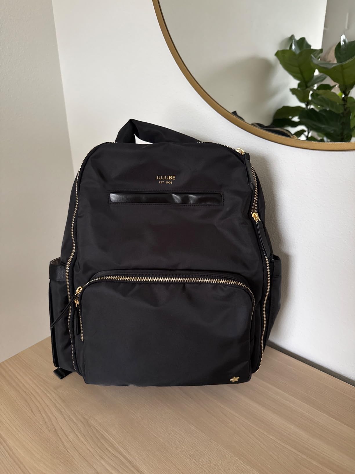 JuJuBe New Classic Diaper Bag Backpack with Portable Changing Pad, Stroller Straps, Large Travel Backpack for Boy or Girl, Carrying Baby Bottles, Wipes, Diapers, Pacifiers, Taupe, Mother's Day Gift customer photo 2