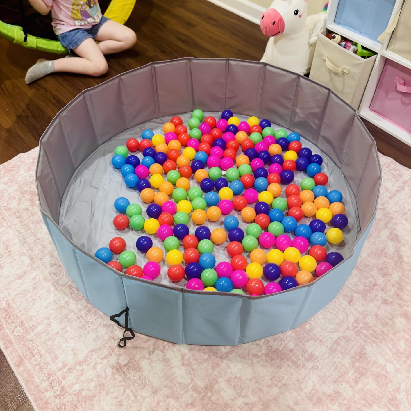 Hikiddy Large Ball Pit for Toddlers - 44in Baby Ball Pool with Playmat, Hold Over 1000 Balls, Foldable Play Pit for Kids Dogs Indoor and Outdoor Games, Party Toys Gifts, Balls Not Include (Blue) customer photo 1