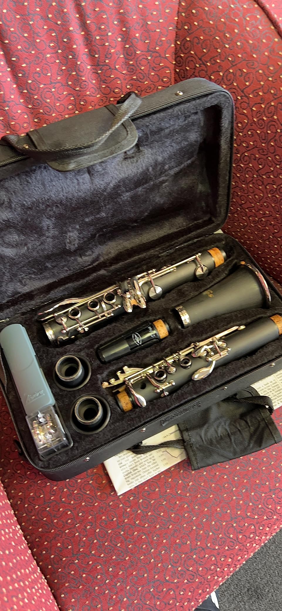 Vangoa B Flat Clarinet for Beginners Intermediate, Upgraded Bb Ebonite Clarinet Silver-Plated for School Band Orchestra Adult Student with Hard Case, Stand, Cleaning Kit, 2 Barrels customer photo 1