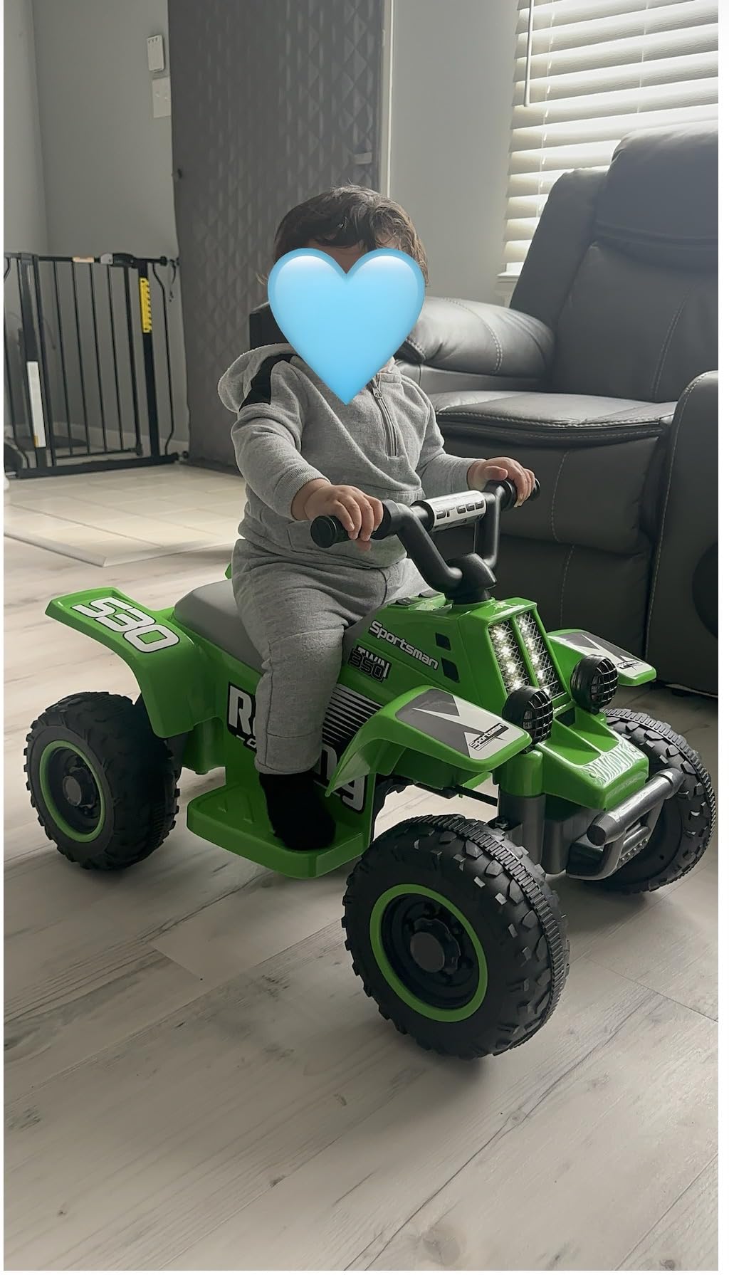 ANPABO 6V 7AH Kids ATV Ride On Toy, 4 Wheeler for Toddlet w/Headlight, Forward & Reverse, Horn, Music Player, USB, MP3, Treaded Tires, Ideal Gift for Toddlers (Blue) customer photo 1