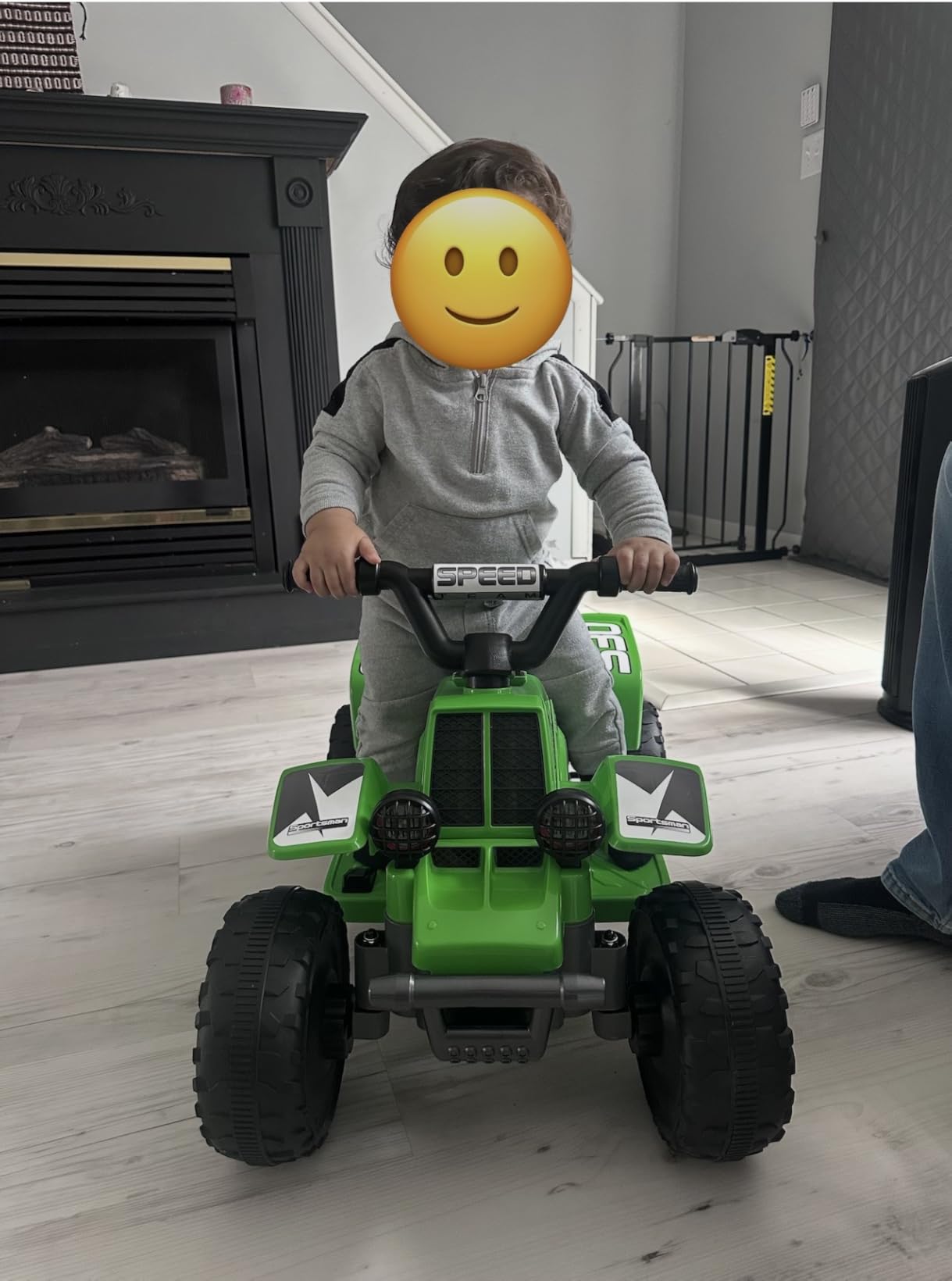 ANPABO 6V 7AH Kids ATV Ride On Toy, 4 Wheeler for Toddlet w/Headlight, Forward & Reverse, Horn, Music Player, USB, MP3, Treaded Tires, Ideal Gift for Toddlers (Blue) customer photo 2