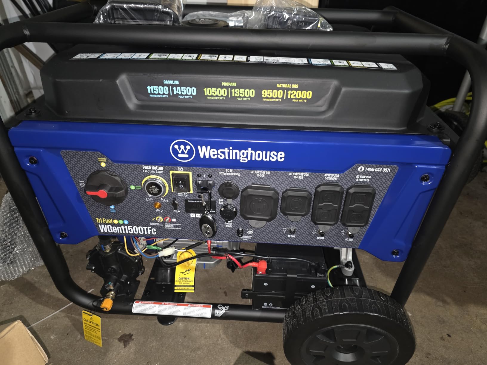 Westinghouse 14500 Peak Watt Tri-Fuel Home Backup Portable Generator, Remote Electric Start, Transfer Switch Ready, Gas, Propane, and Natural Gas Powered customer photo 1