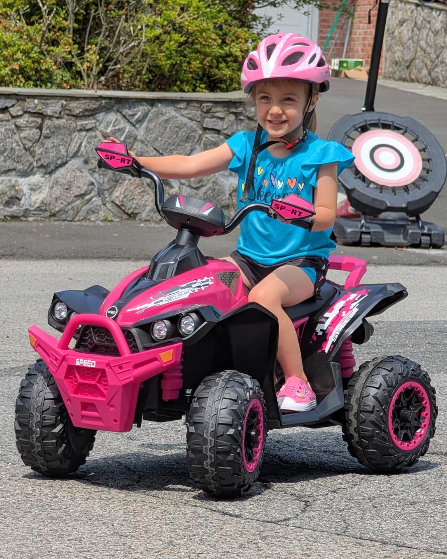 INFANS Kids Ride on ATV, 12V 4 Wheeler Quad Toy Vehicle with Music, Horn, High Low Speeds, LED Lights, Electric Ride On Toy, Battery Powered Wheels Car for Kids 3-8 Years Old (Blue) customer photo 1