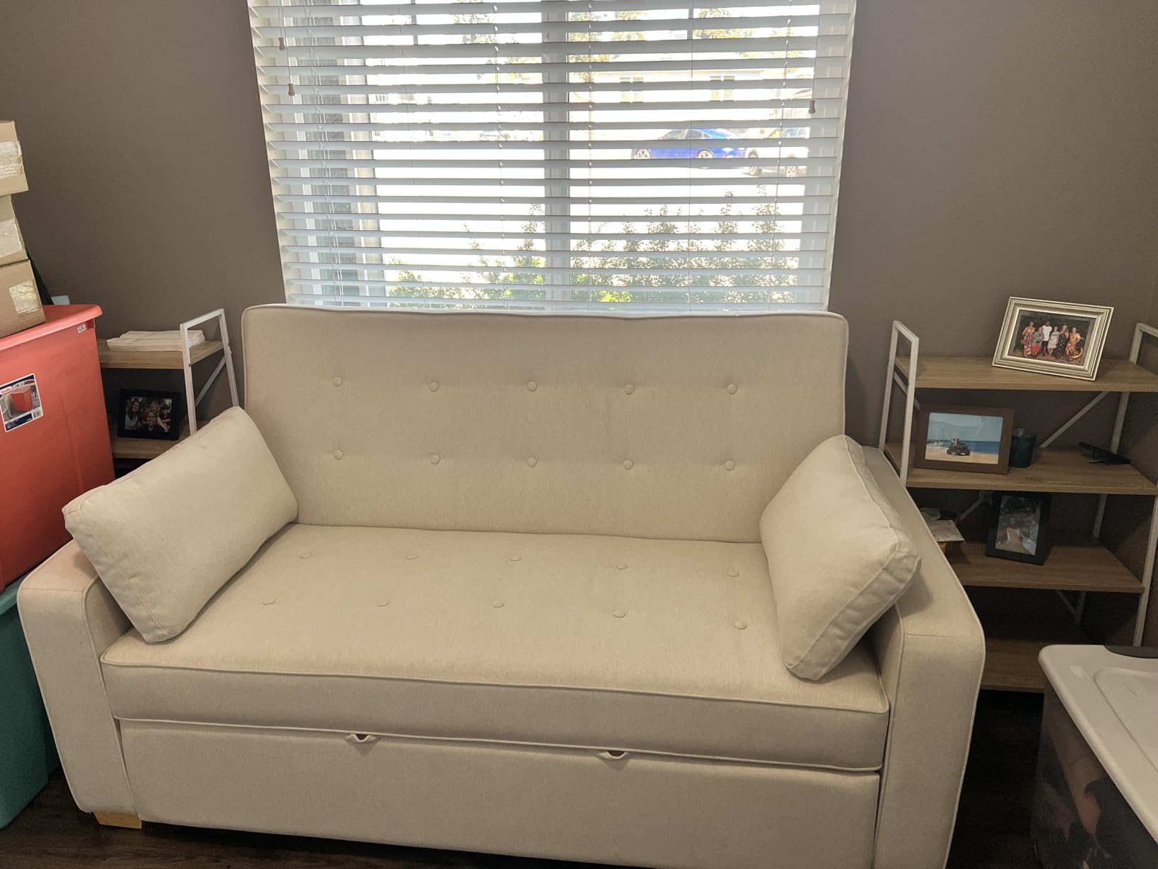 Serta Ainsley Convertible Loveseat Sleeper Sofa - 3-in-1 Loveseat, Lounger & Queen-Size Sofa Bed, Pull-Out Sleeper Couch with DreamCoils, Easy Assembly, Oyster Fabric customer photo 2