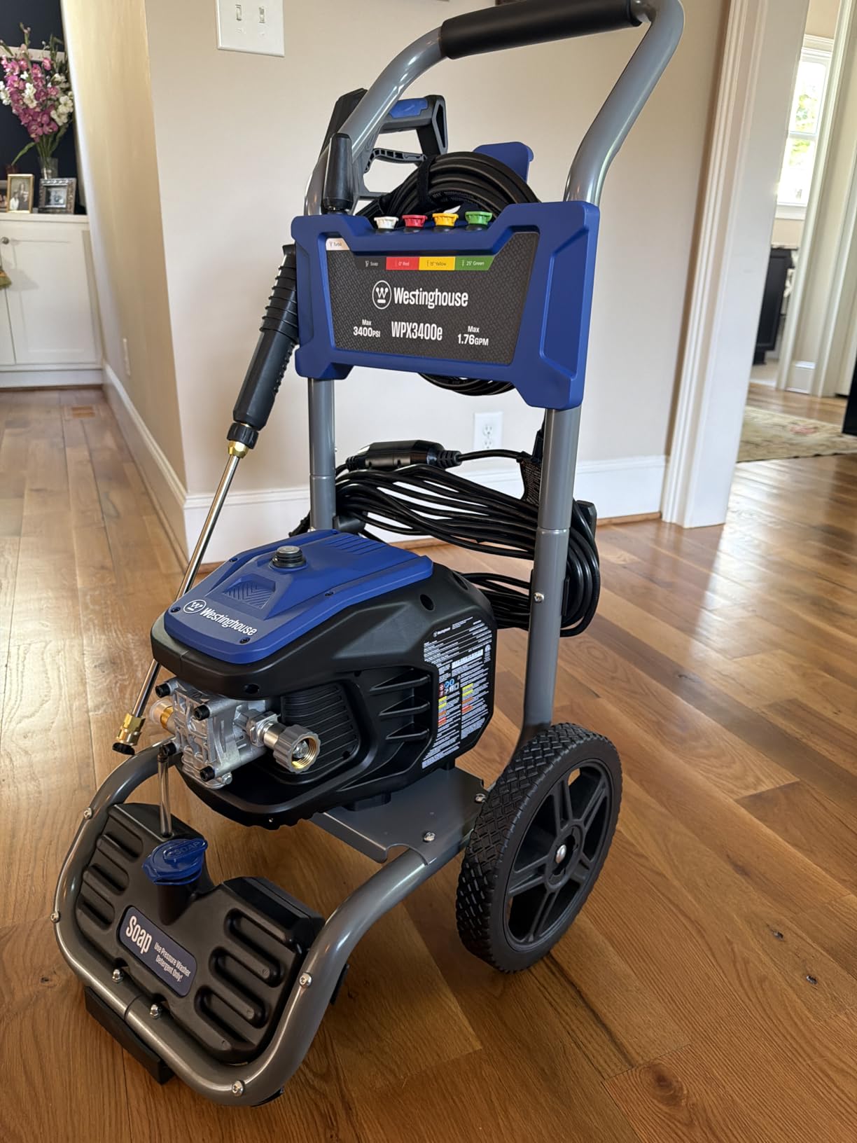 Westinghouse WPX3400e Electric Pressure Washer, 3400 Max PSI and 2.0 Max GPM, Brushless Motor, Onboard Soap Tank, Spray Gun and Wand, 5 Nozzle Set, for Cars/Fences/Driveways/Homes/Patios/Furniture customer photo 2