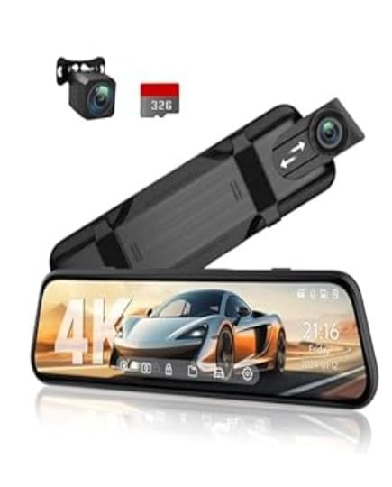 Veement 4K Rear View Mirror Camera, 10'' 4K Mirror Dash Cam with 1080P Backup Camera, Dash Cam Front and Rear for Car with Voice Control, 24H Parking Mode, Night Vision, 32GB SD Card Included customer photo 2