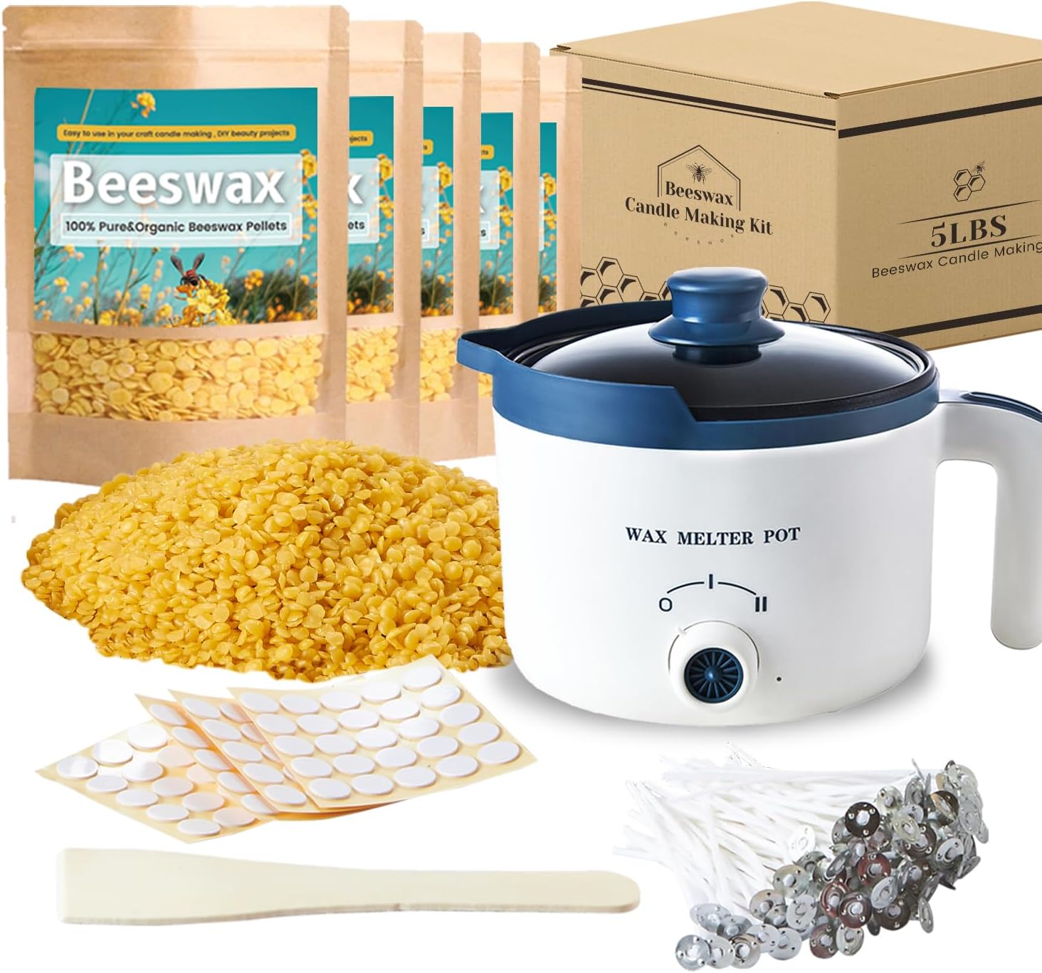 Beeswax Candle Making Kit with Electric Wax Melter for Adult, 5lbs Bees Wax for Candle Making and DIY Art&Craft customer photo 1